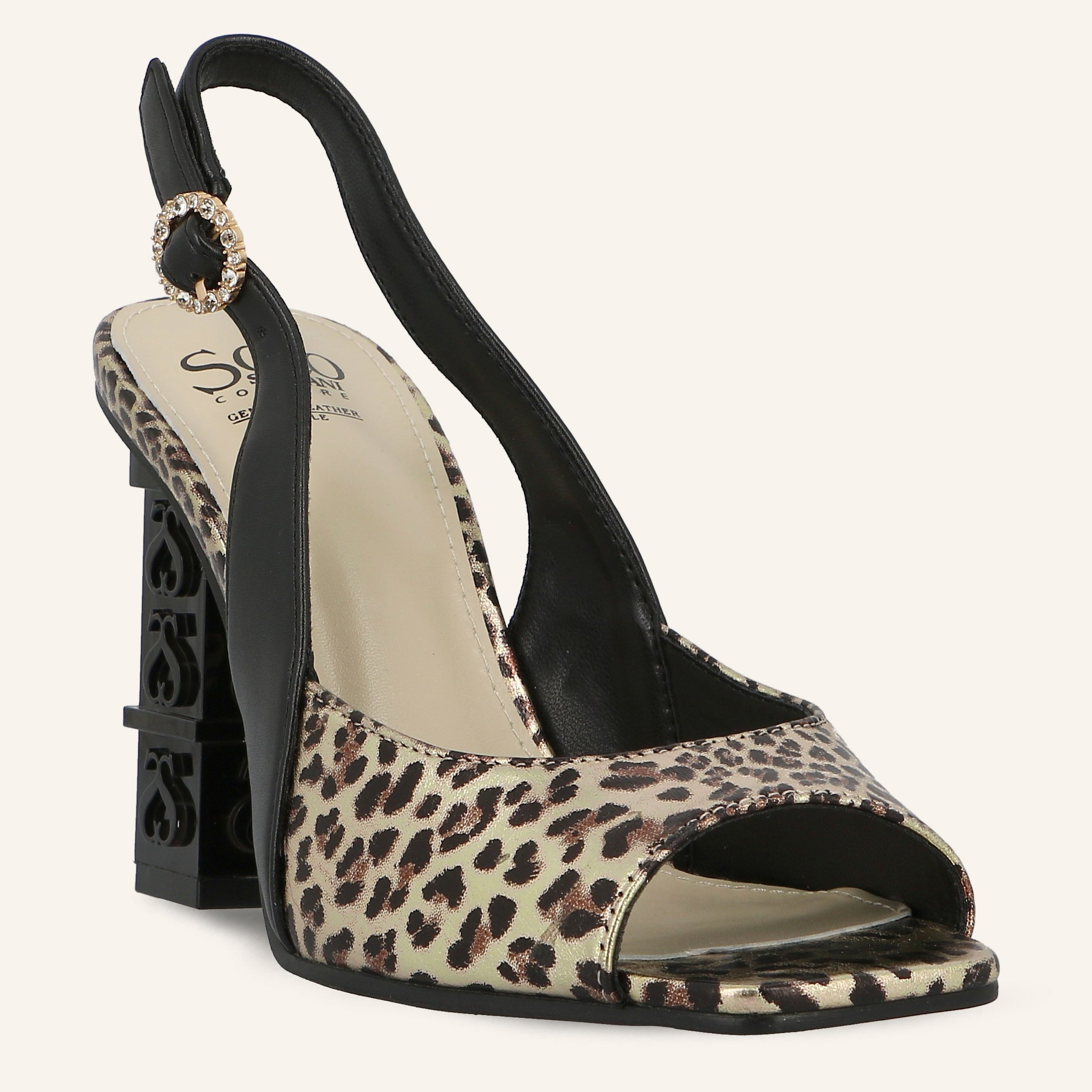 MARGOT ANIMAL GOLD BLACK - SANDALO DONNA