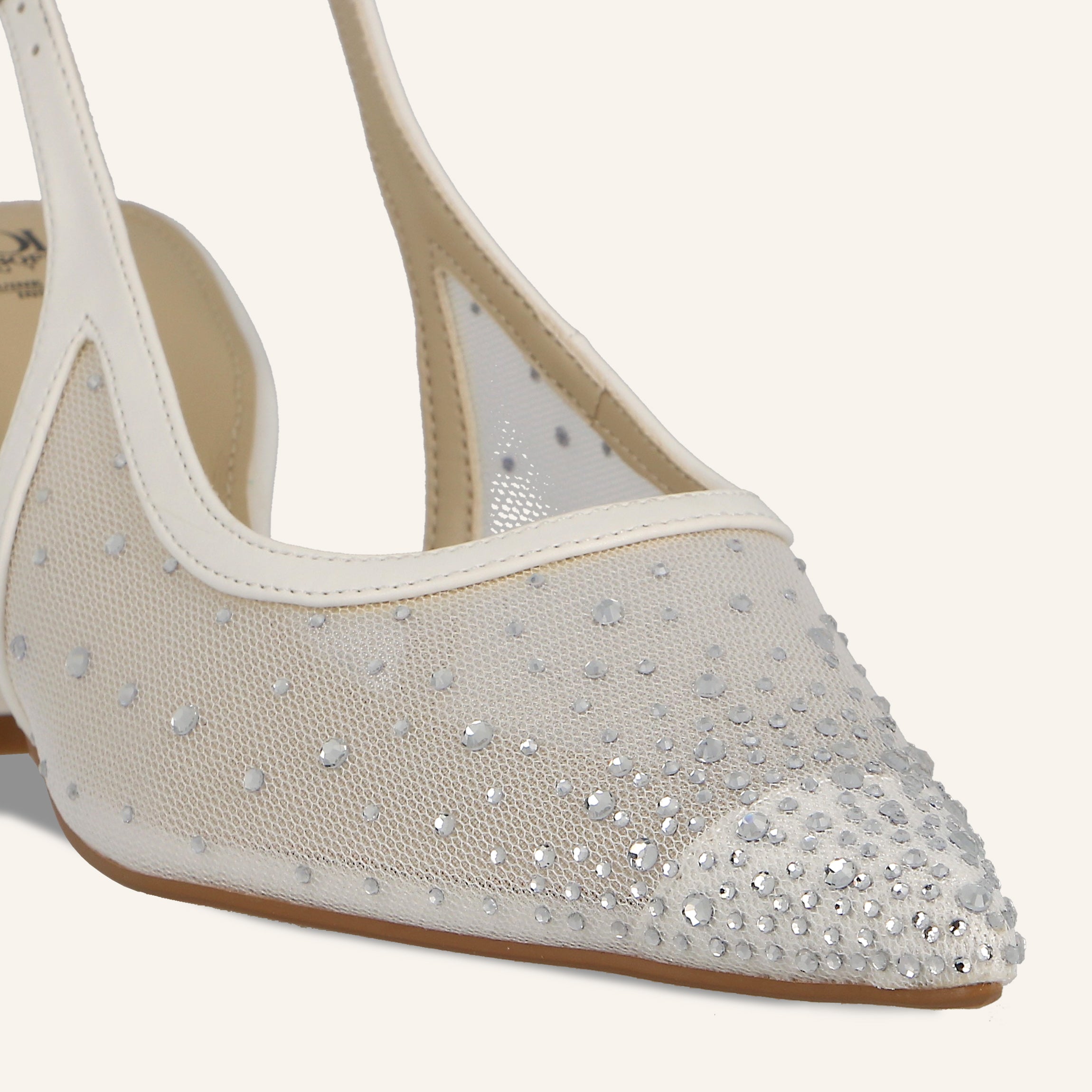 HELENA TRANSPARENT NET CRYSTALS OFFWHITE - SANDALO DONNA