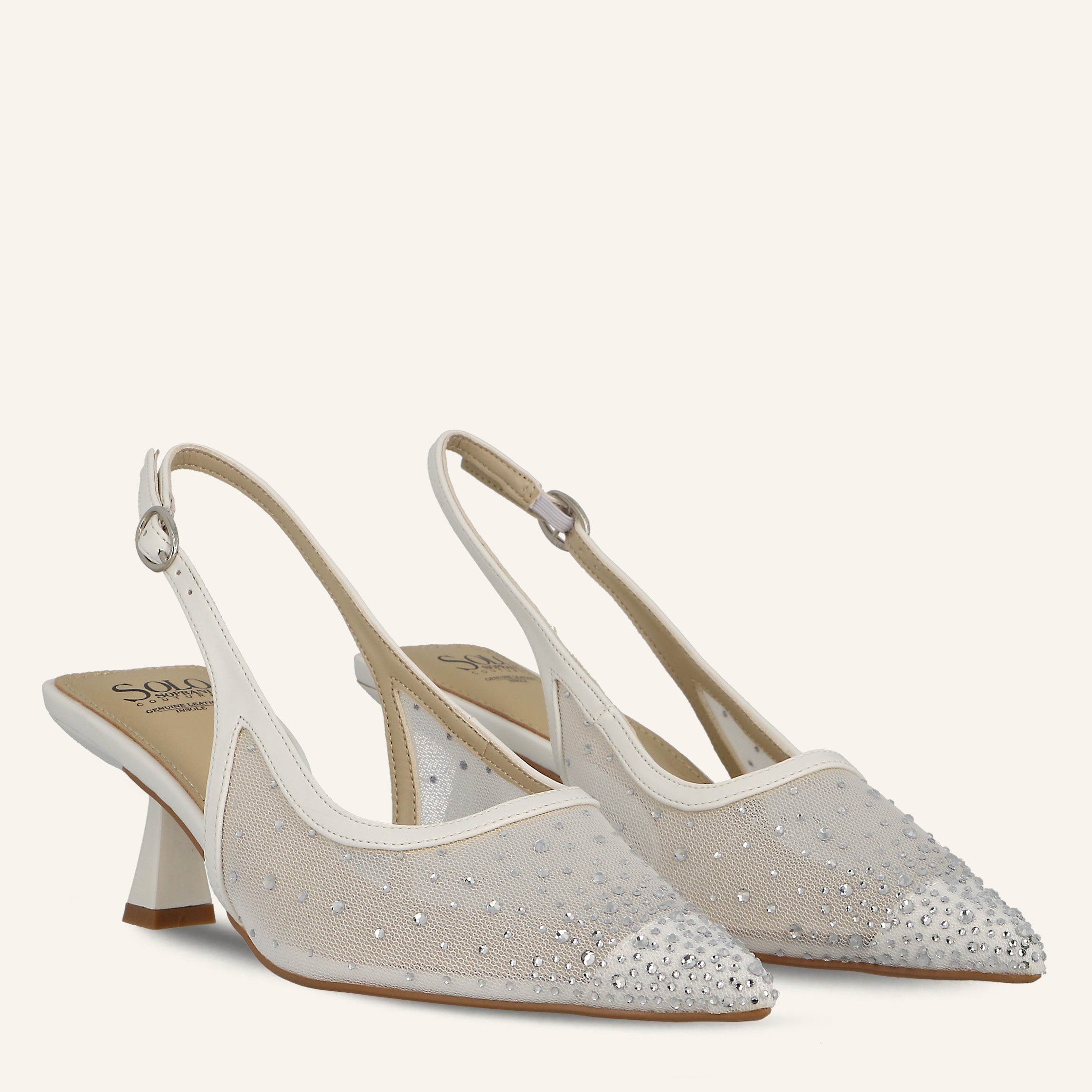 HELENA TRANSPARENT NET CRYSTALS OFFWHITE - SANDALO DONNA