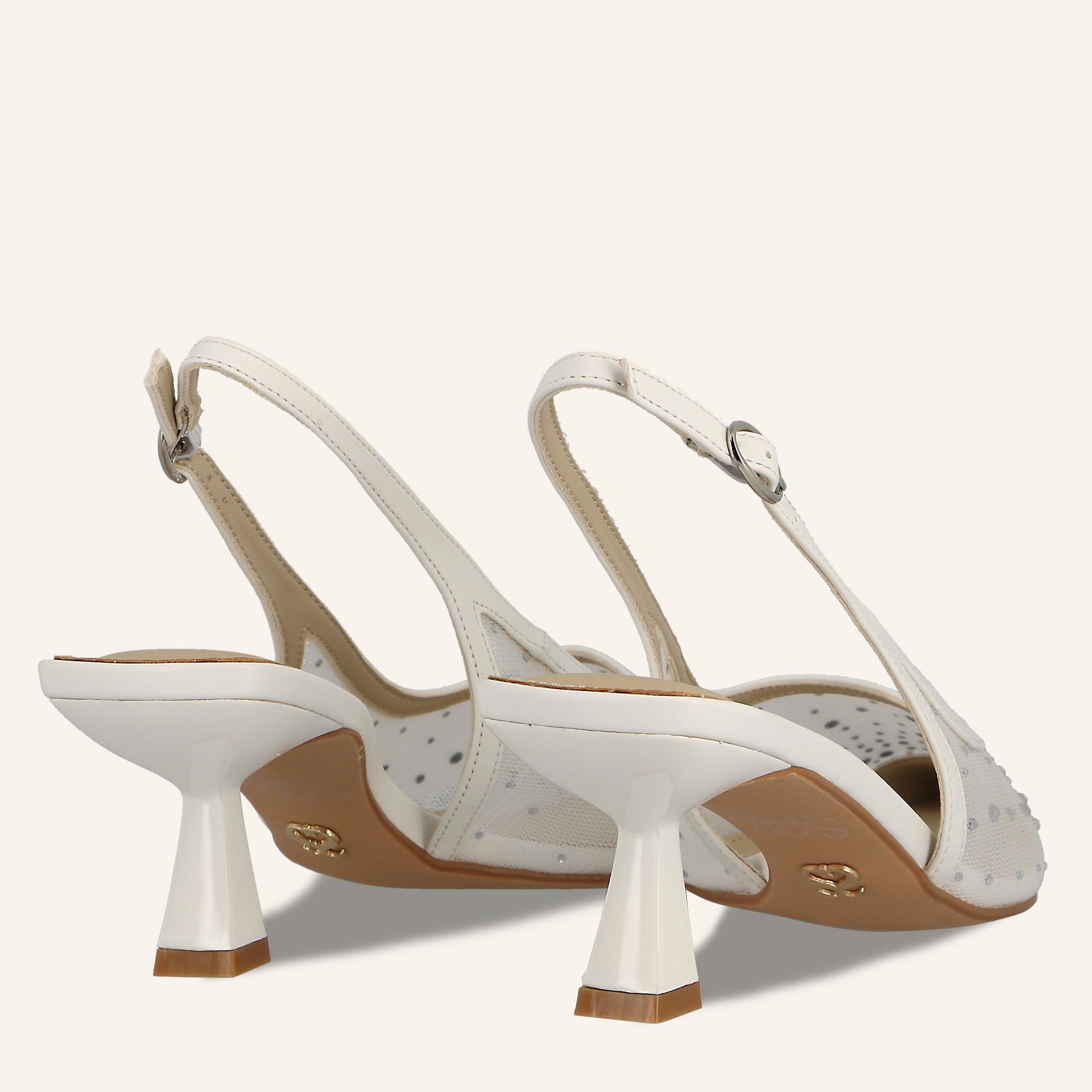 HELENA TRANSPARENT NET CRYSTALS OFFWHITE - SANDALO DONNA