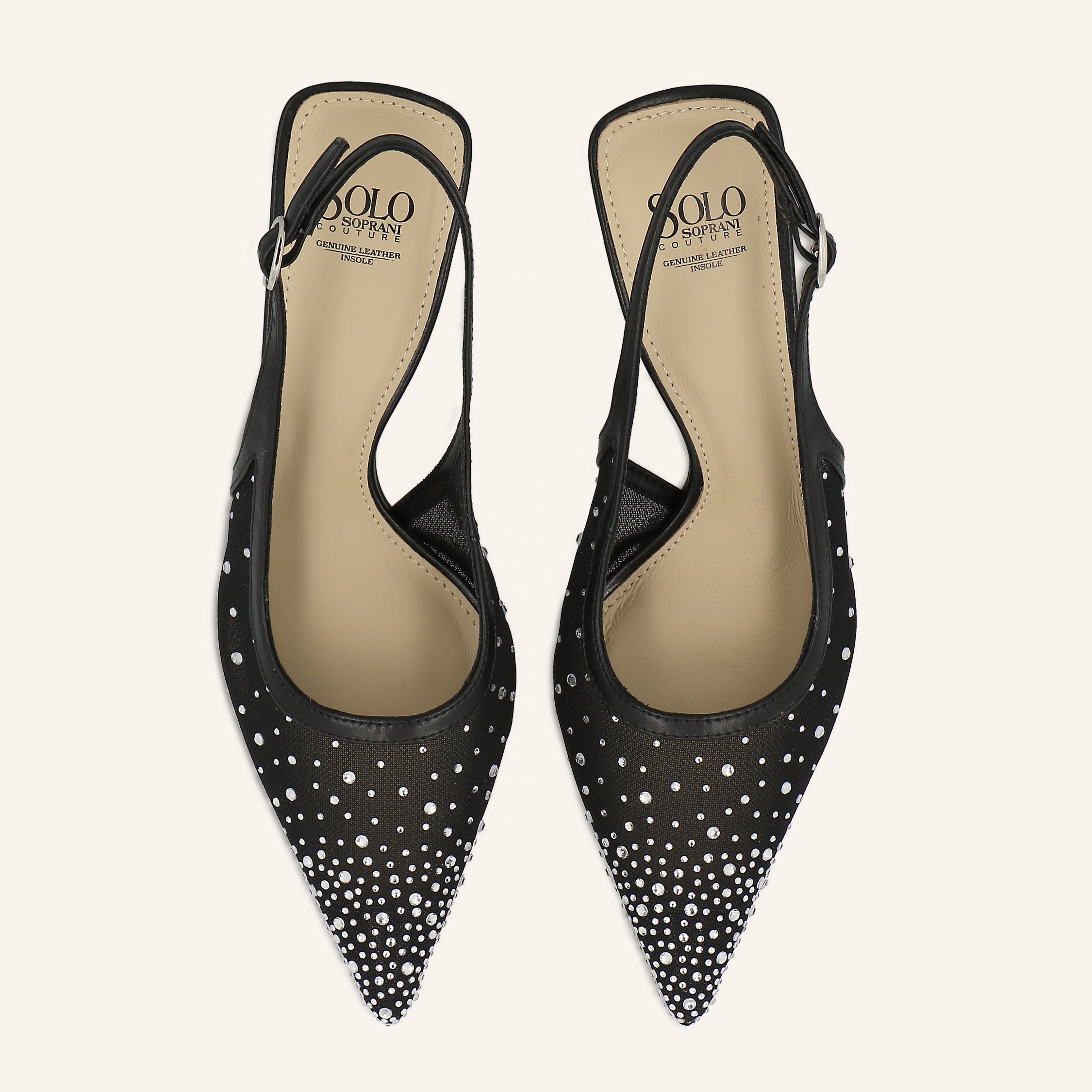 HELENA TRANSPARENT NET CRYSTALS BLACK - SANDALO DONNA