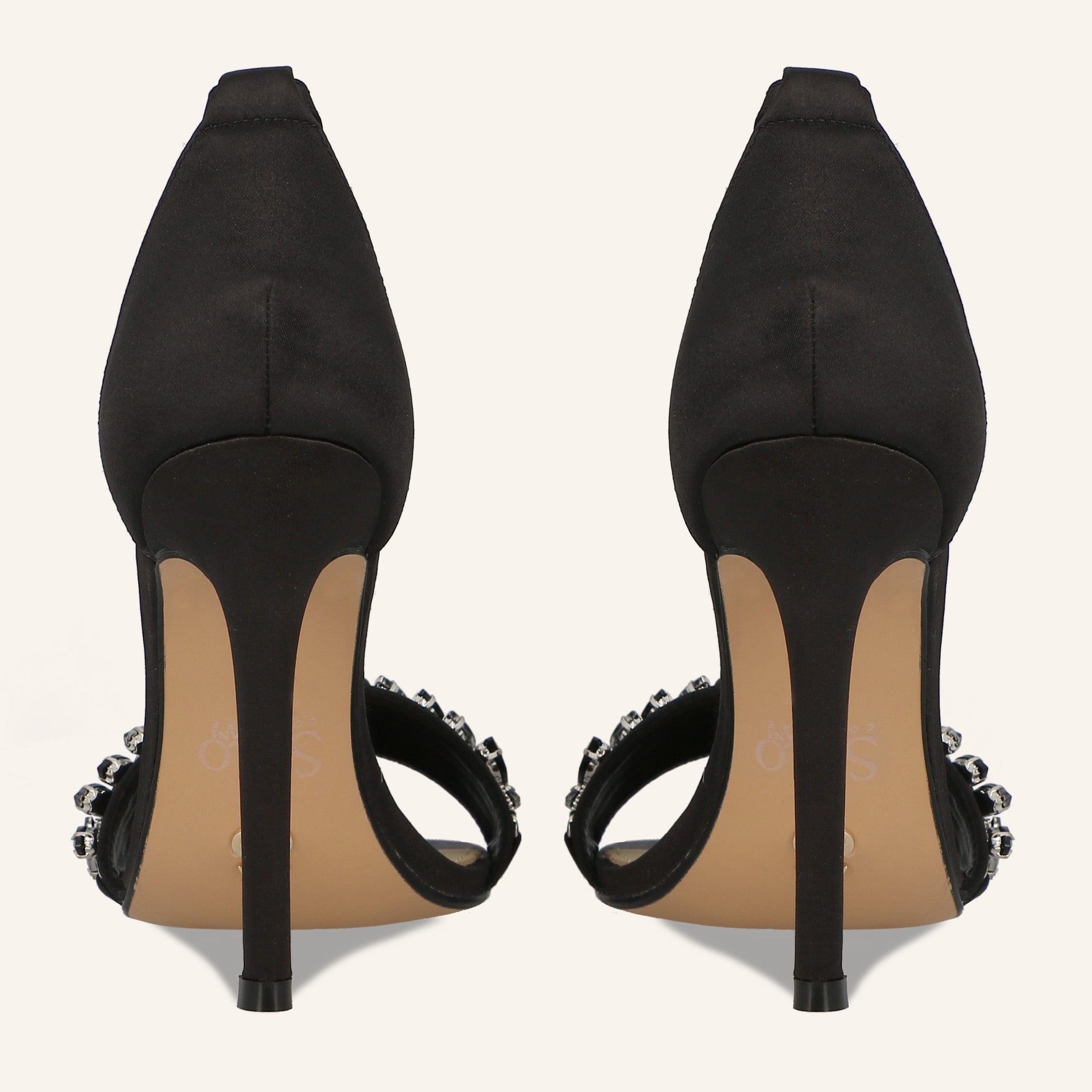 FARAH SATIN CRYSTALS BLACK - SANDALO DONNA