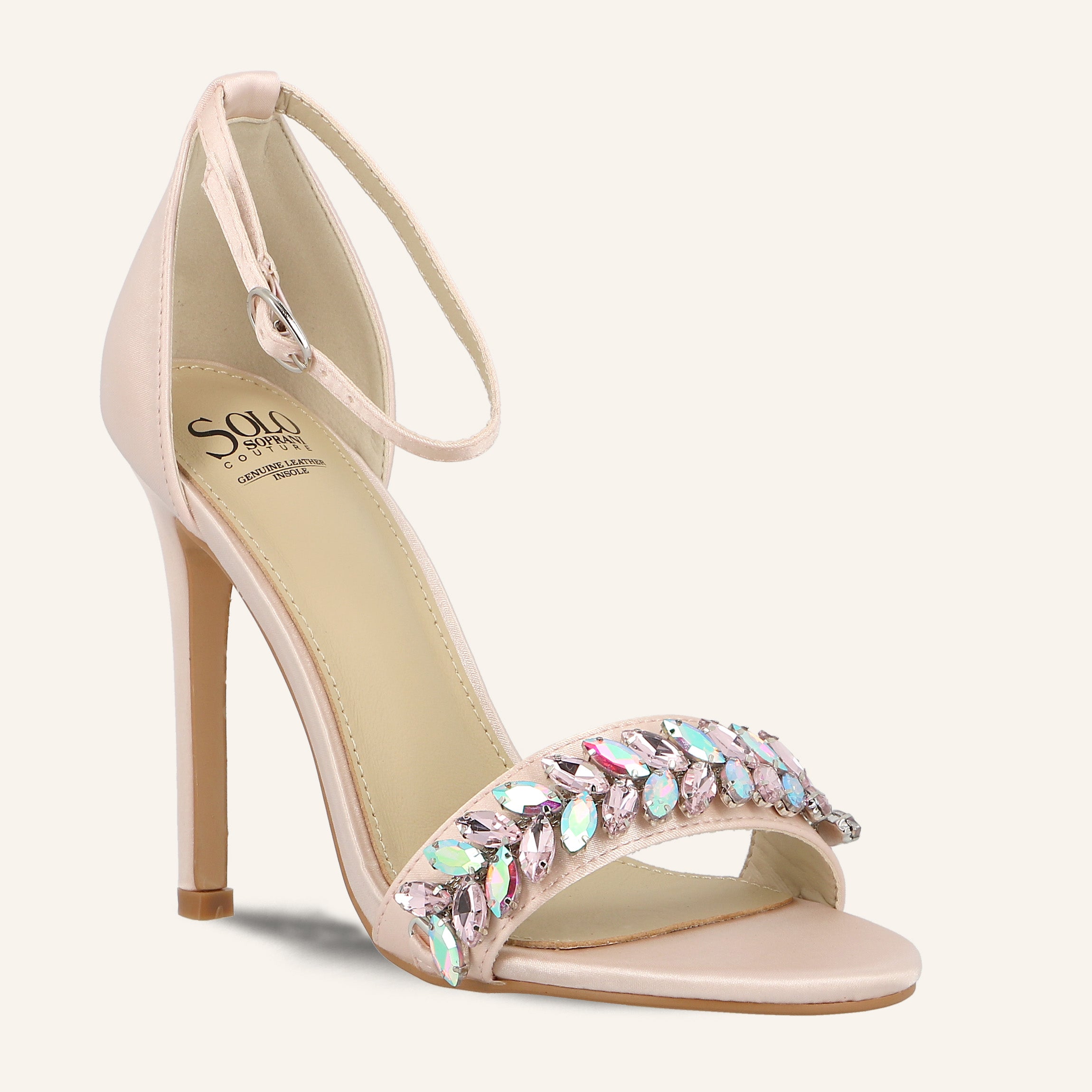FARAH SATIN CRYSTALS NUDE - SANDALO DONNA