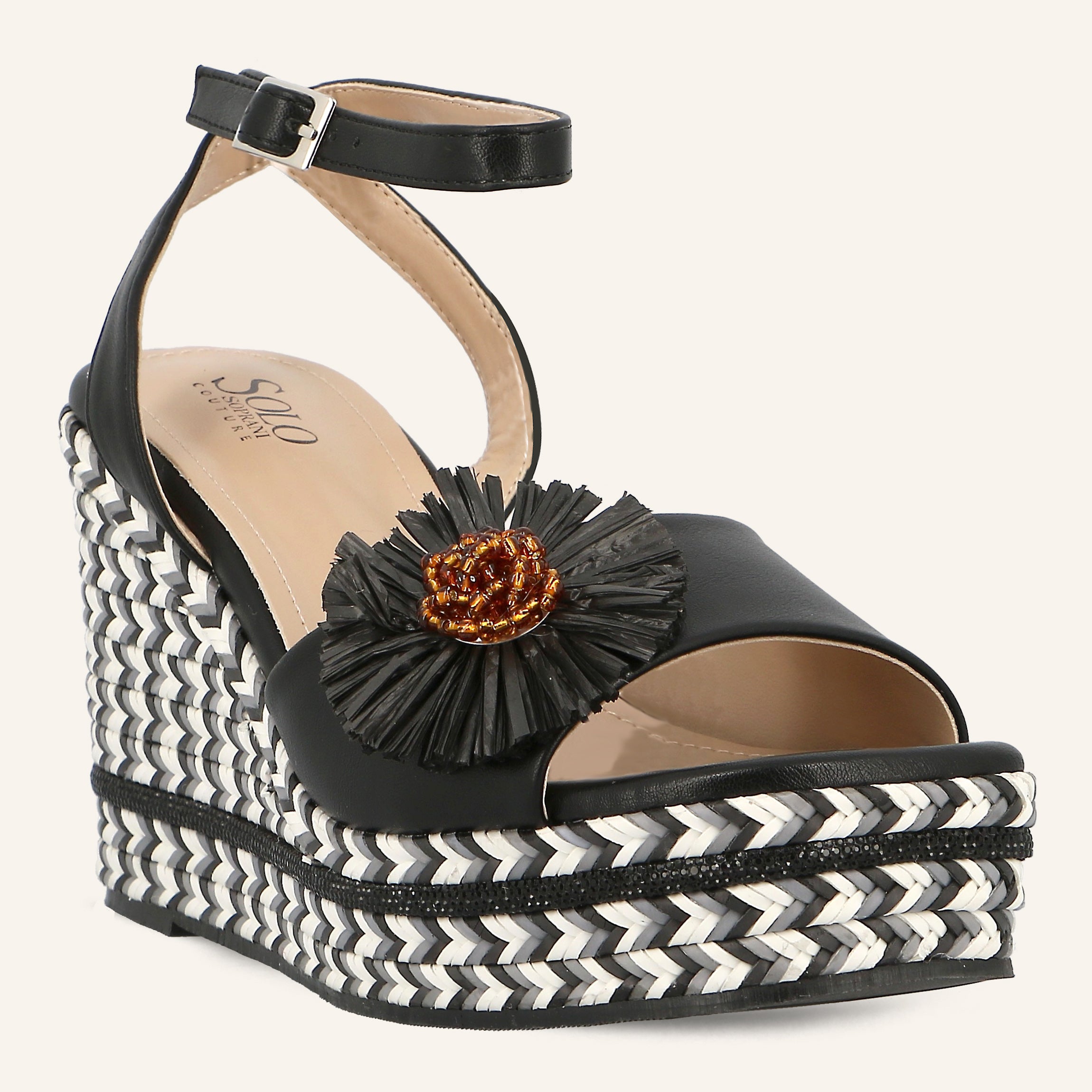 MORELIA NBK PATCH FLOWER BLACK - SANDALO DONNA