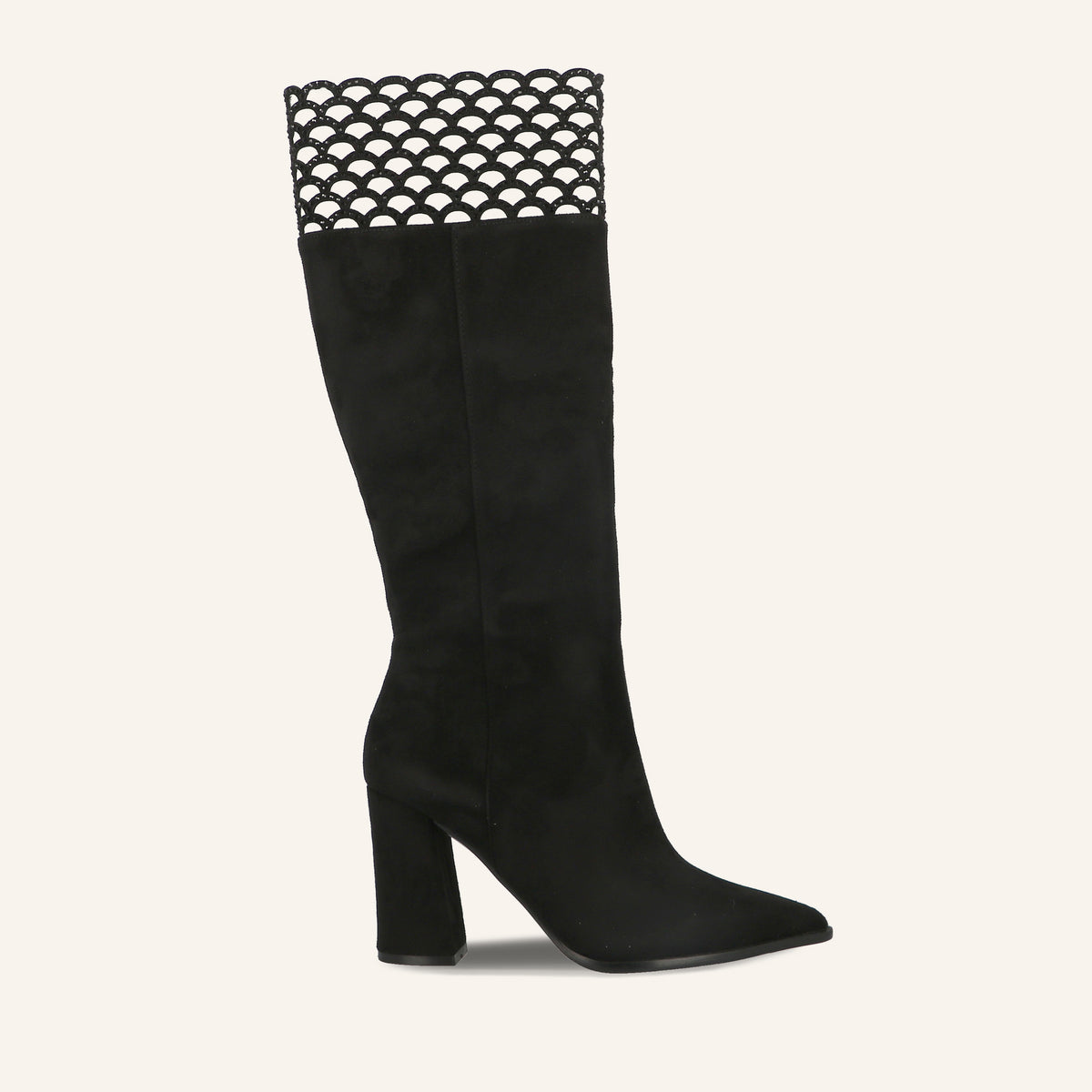 Stivali Texas in Suede Blck con Bordo Traforato | Solo Soprani