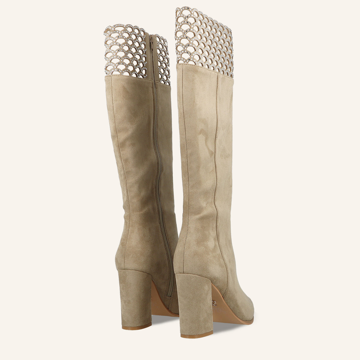 Stivale Texas Beige in Camoscio con Bordo Traforato | Solo Soprani