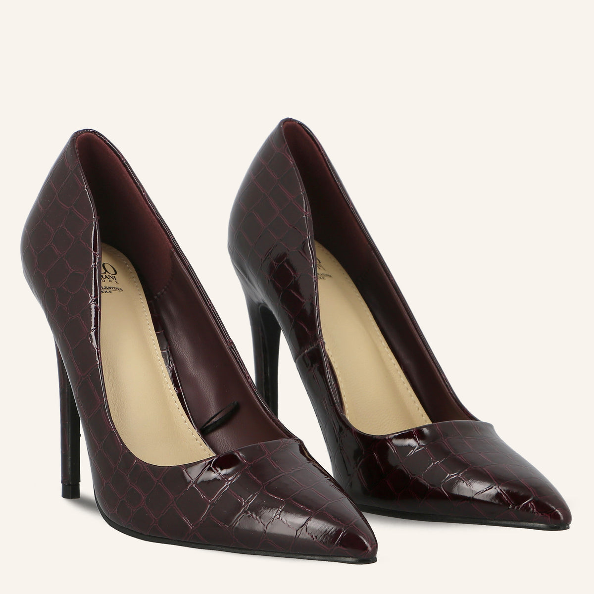 Décolleté Rock Bordeaux in Vernice Effetto Cocco | Solo Soprani