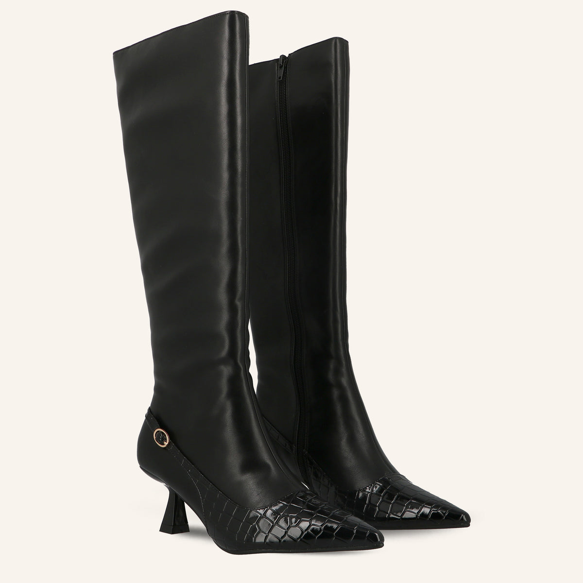Stivale Helena Nero Effetto Sling-Back con Puntale Cocco | Solo Soprani
