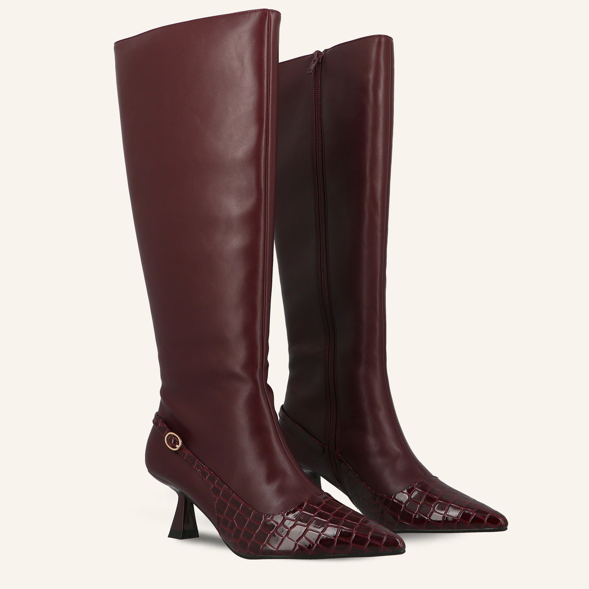 Stivale Helena Bordeaux Effetto Sling-Back con Puntale Cocco | Solo Soprani