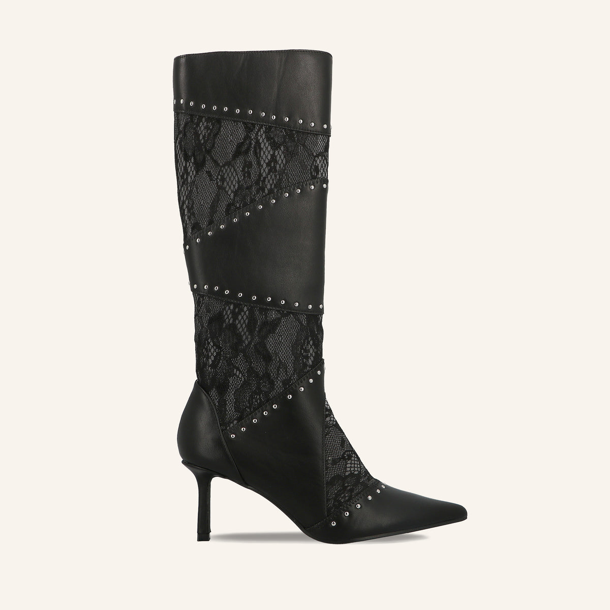 Stivale Lisette Black Patchwork con Inserti in Pizzo | Solo Soprani