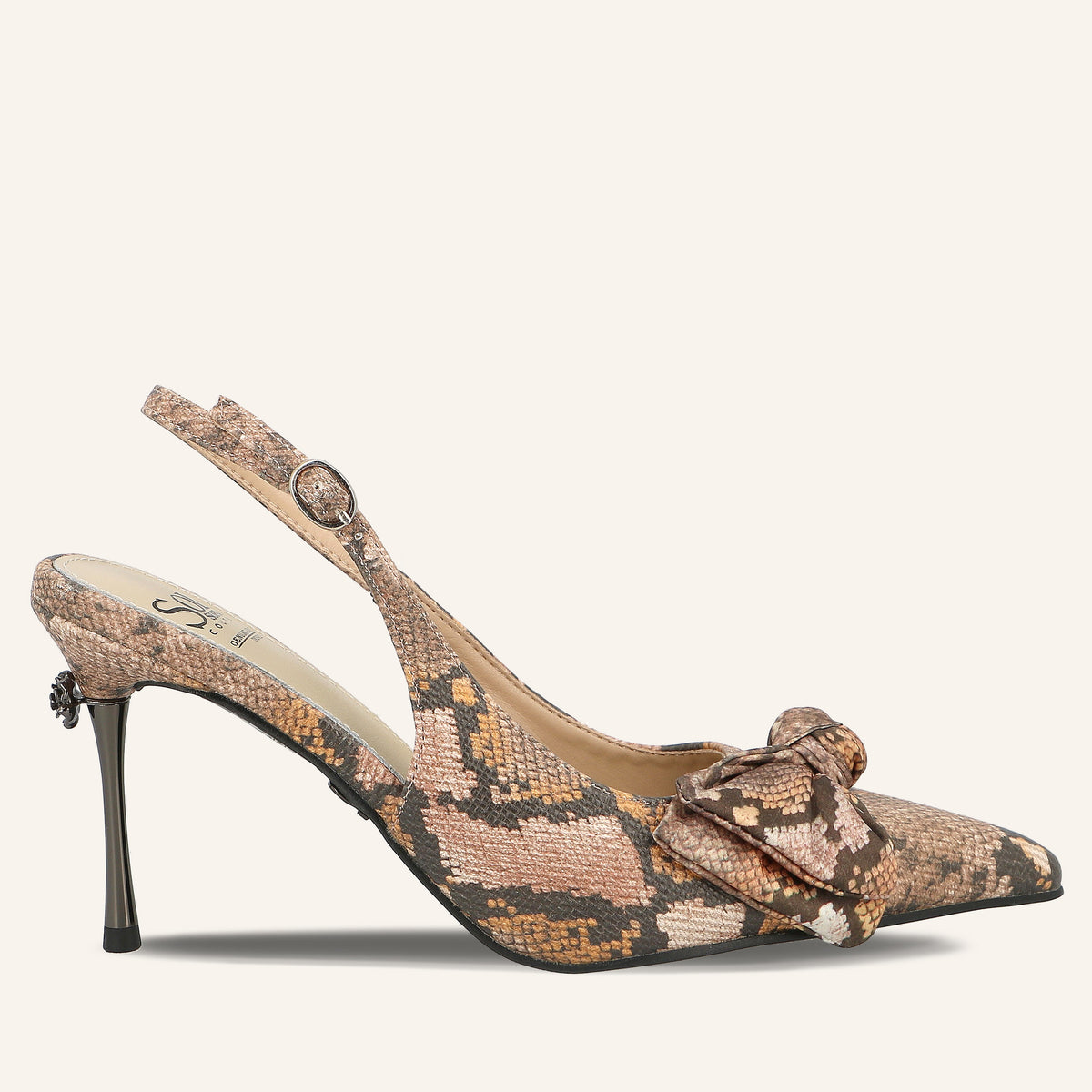 Décolleté Slingback Rose con Stampa Pitone e Fiocco | Solo Soprani