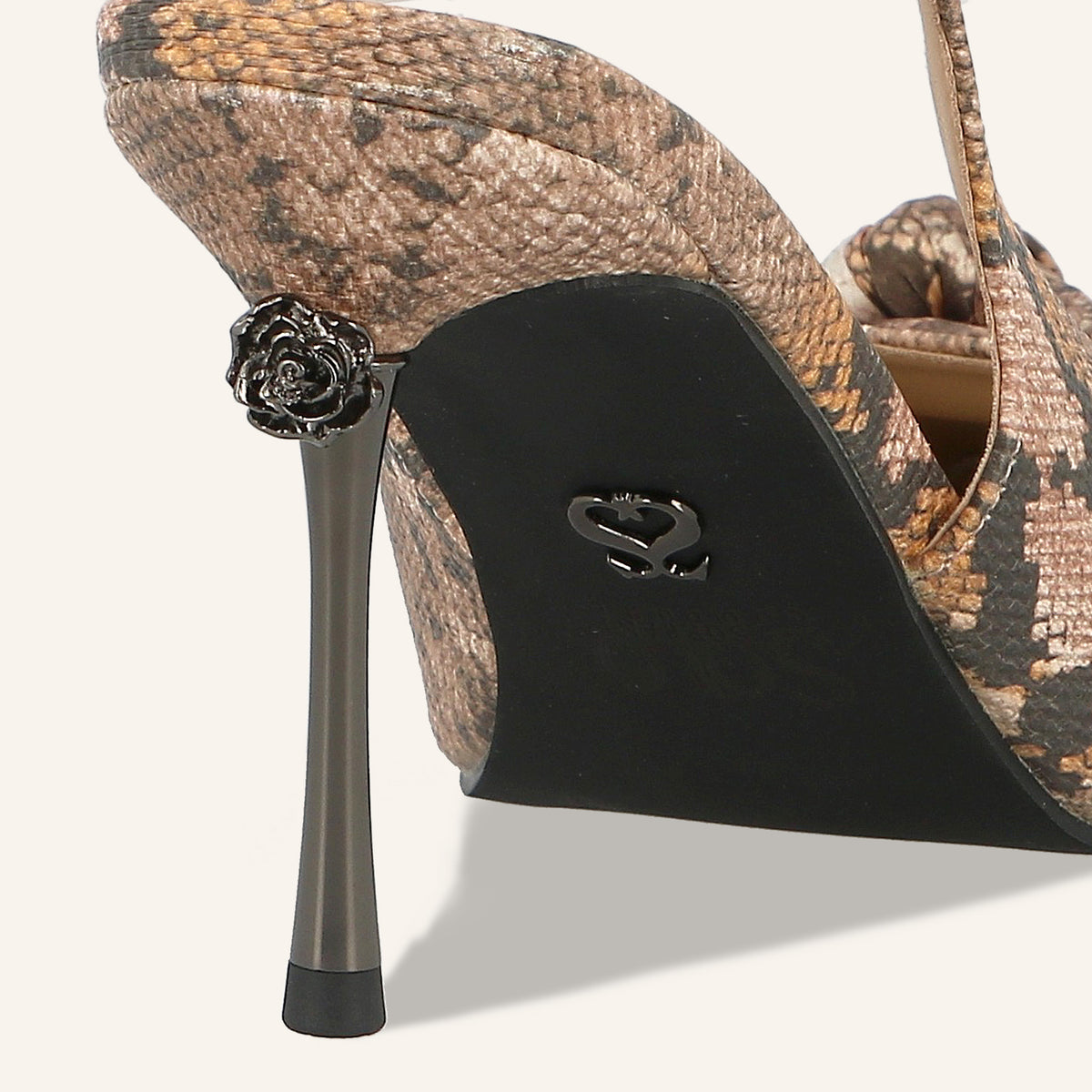 Décolleté Slingback Rose con Stampa Pitone e Fiocco | Solo Soprani