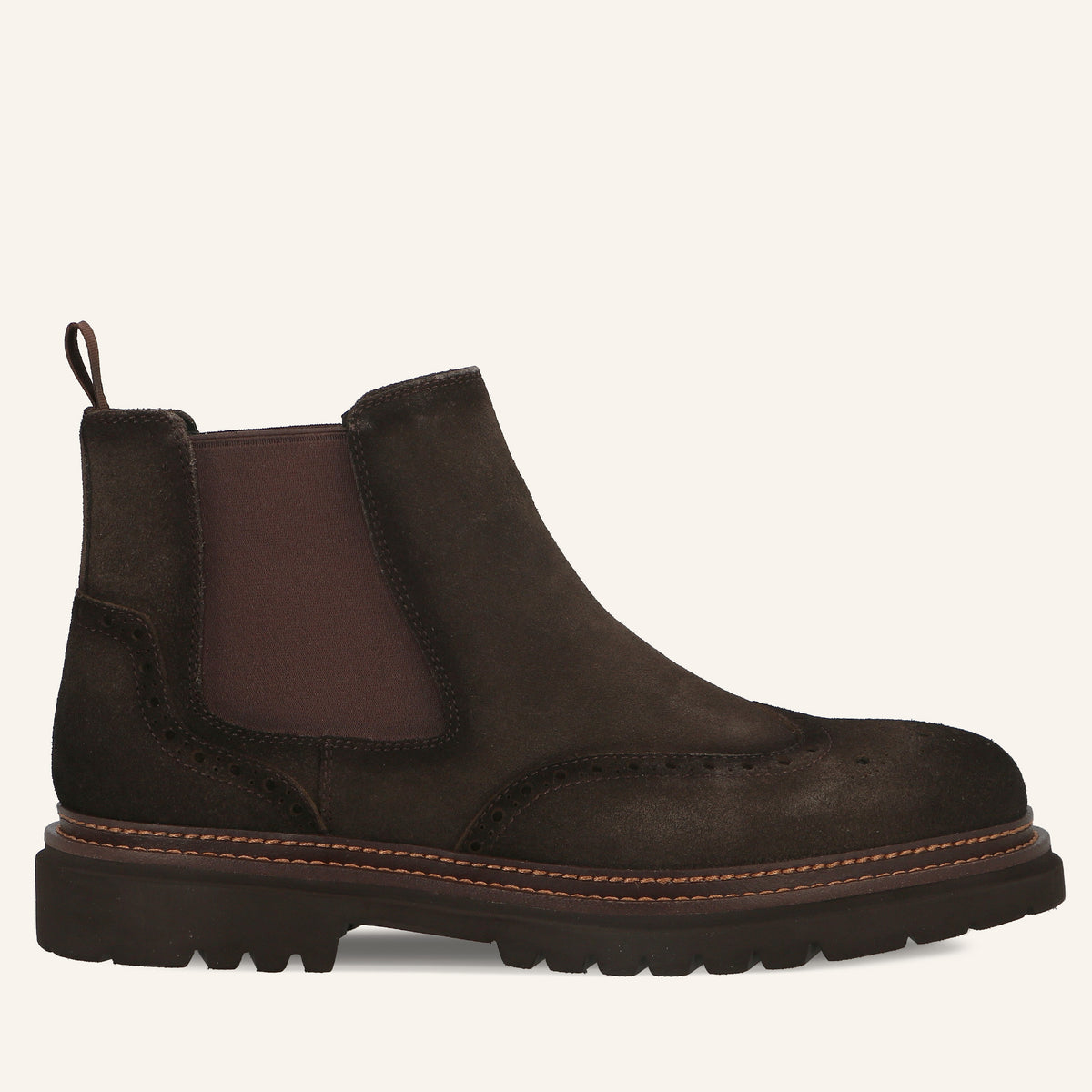 Stivaletto Chelsea Brogue Zigor in Suede Coffee | Solo Soprani