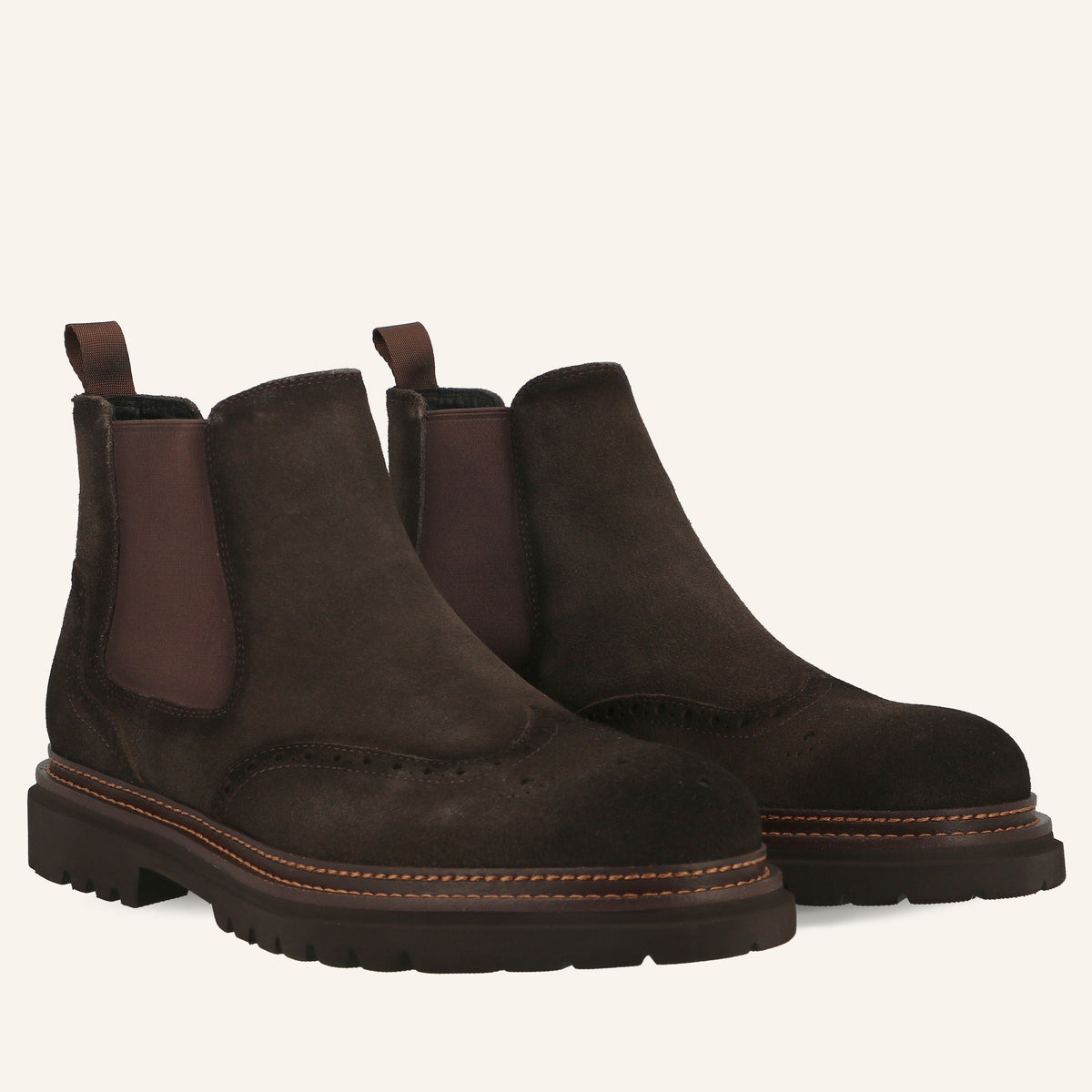 Stivaletto Chelsea Brogue Zigor in Suede Coffee | Solo Soprani