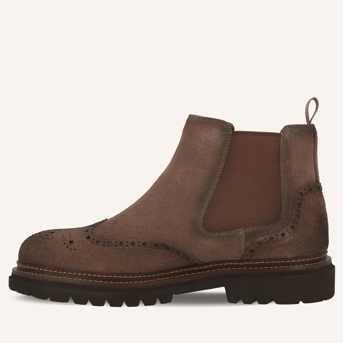Stivaletto Chelsea Brogue Zigor in Suede Marrone Chiaro | Solo Soprani