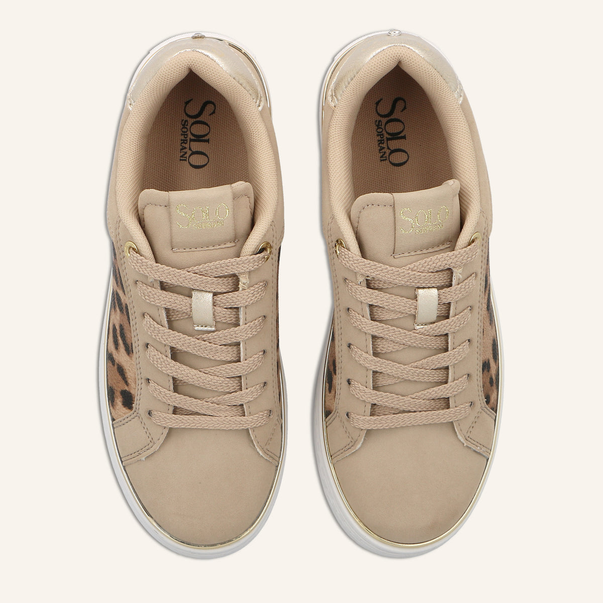 Sneakers Brigitte Cappuccino con Inserto Animalier | Solo Soprani