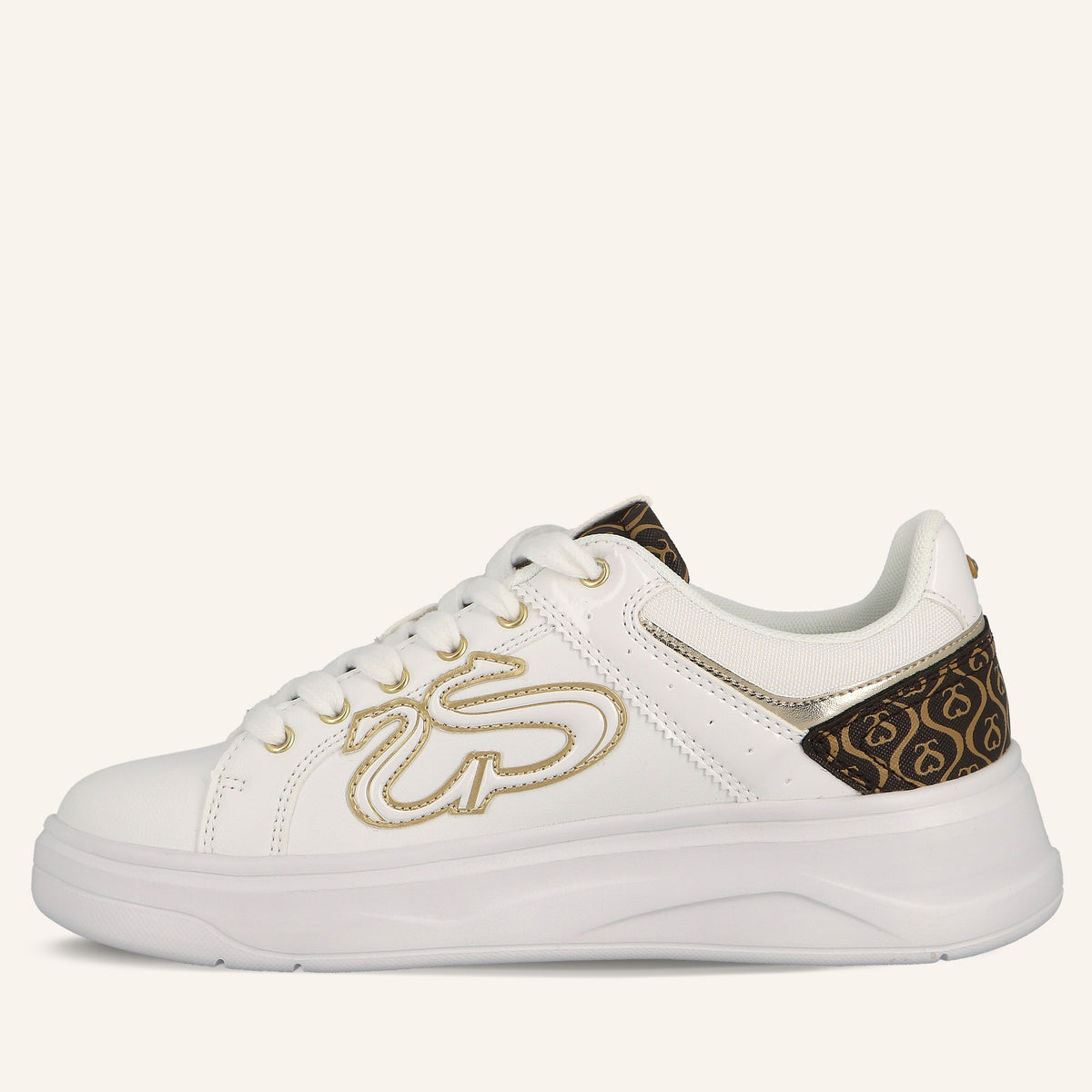 Sneakers Patent Logo White con Dettaglio Monogram | Solo Soprani