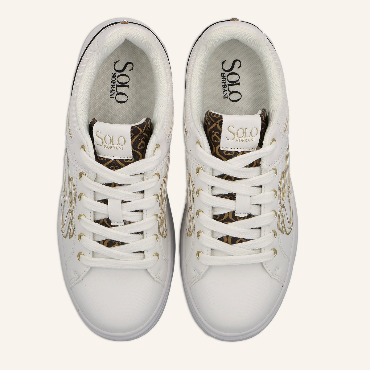 Sneakers Patent Logo White con Dettaglio Monogram | Solo Soprani