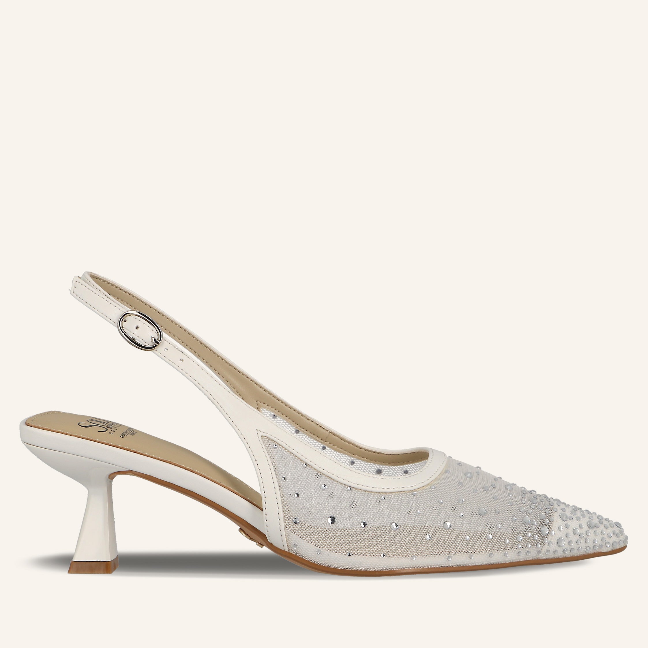 HELENA TRANSPARENT NET CRYSTALS OFFWHITE - SANDALO DONNA