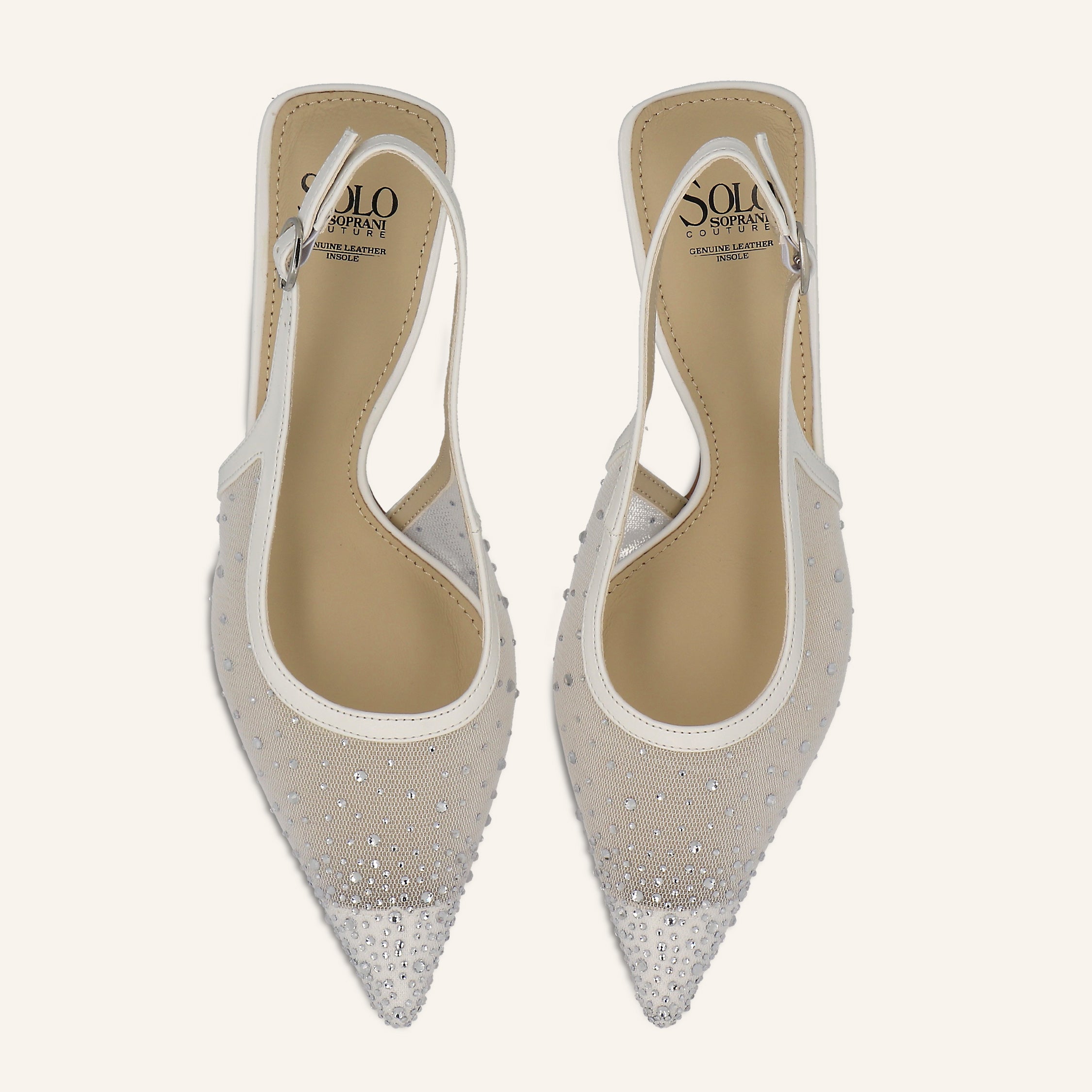 HELENA TRANSPARENT NET CRYSTALS OFFWHITE - SANDALO DONNA