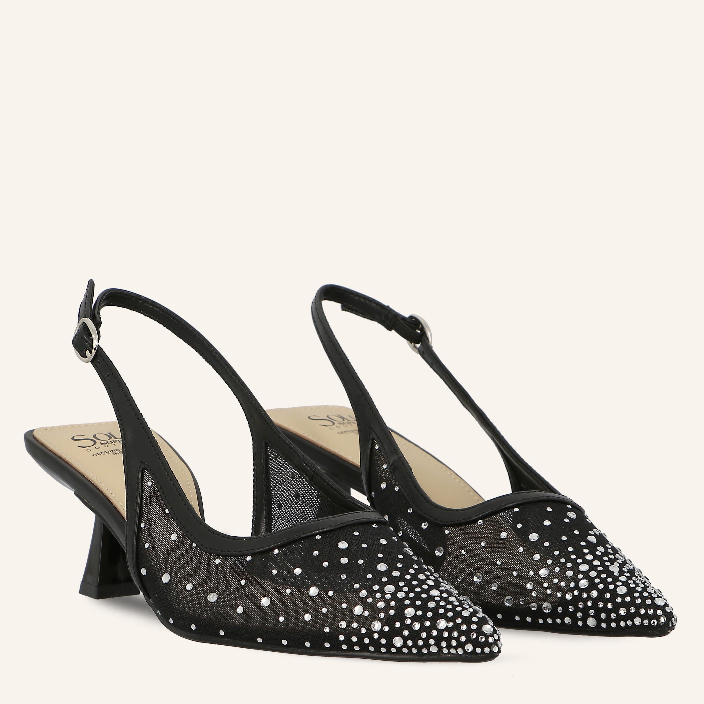 HELENA TRANSPARENT NET CRYSTALS BLACK - SANDALO DONNA