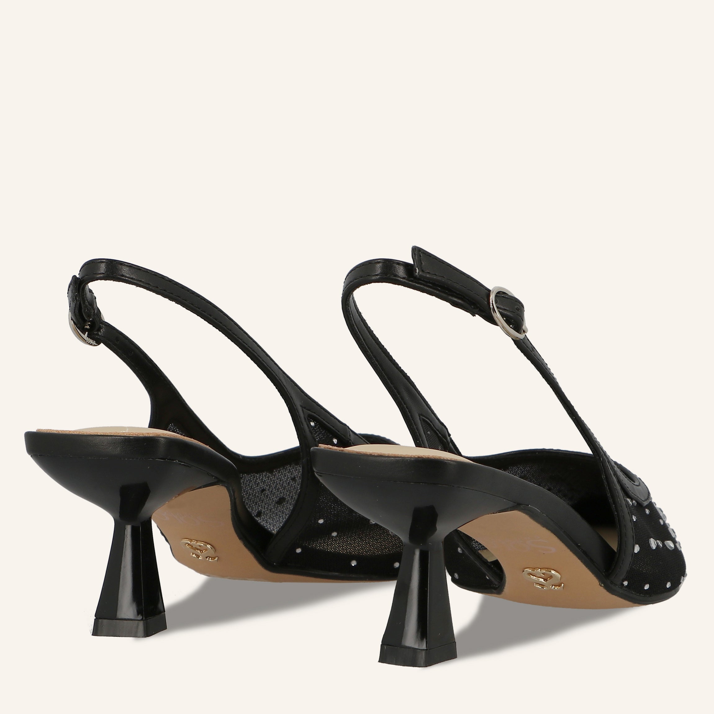 HELENA TRANSPARENT NET CRYSTALS BLACK - SANDALO DONNA