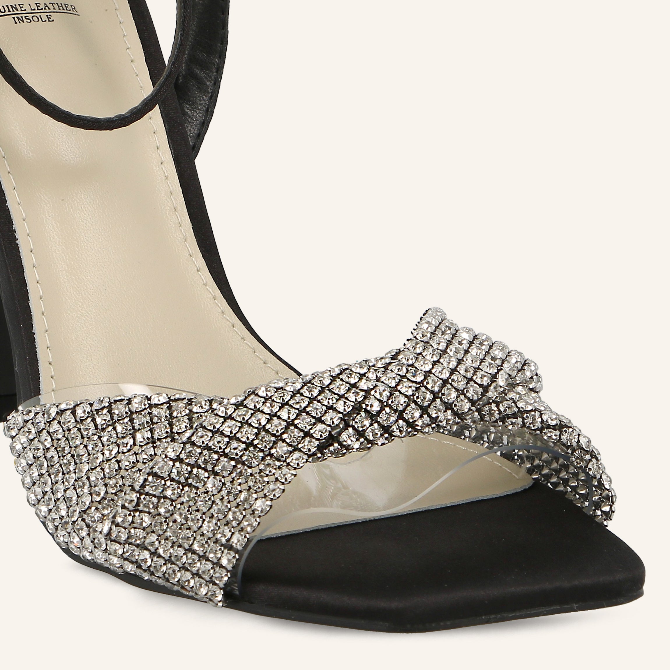 SATIN CRYSTALS BLACK - SANDALO DONNA