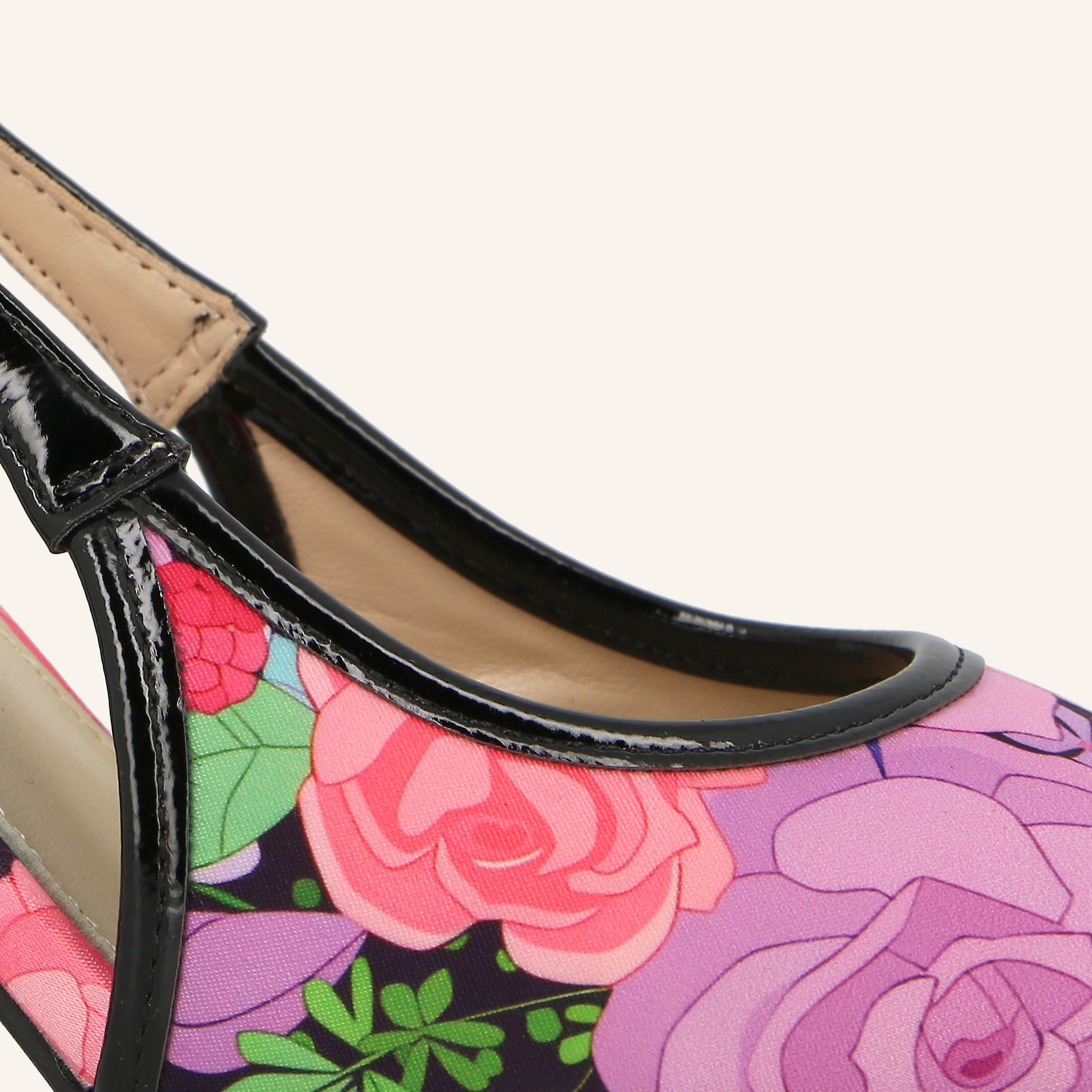 NEW KIKI SATIN PRINTING BLACK LILLA - SANDALO DONNA