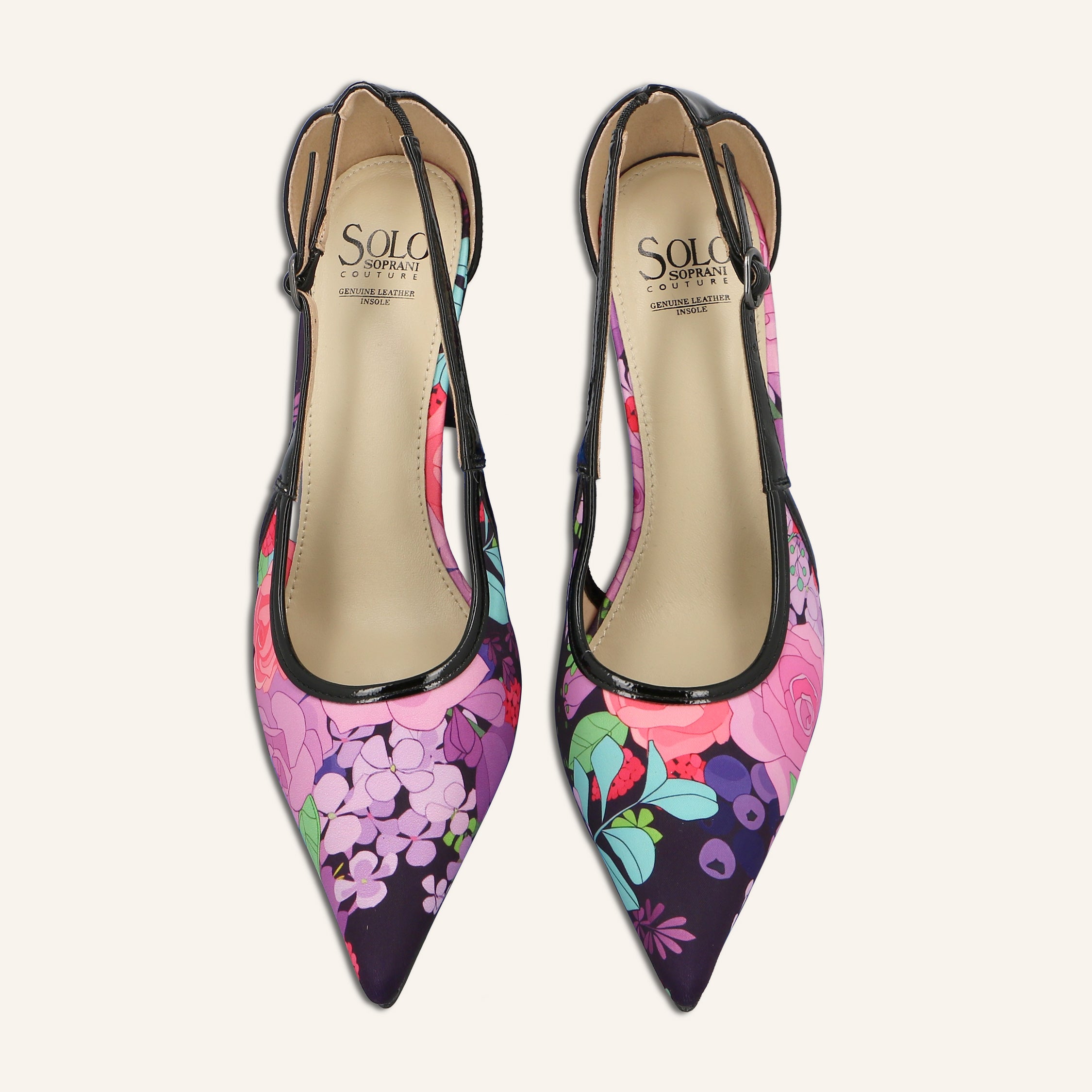 NEW KIKI SATIN PRINTING BLACK LILLA - SANDALO DONNA