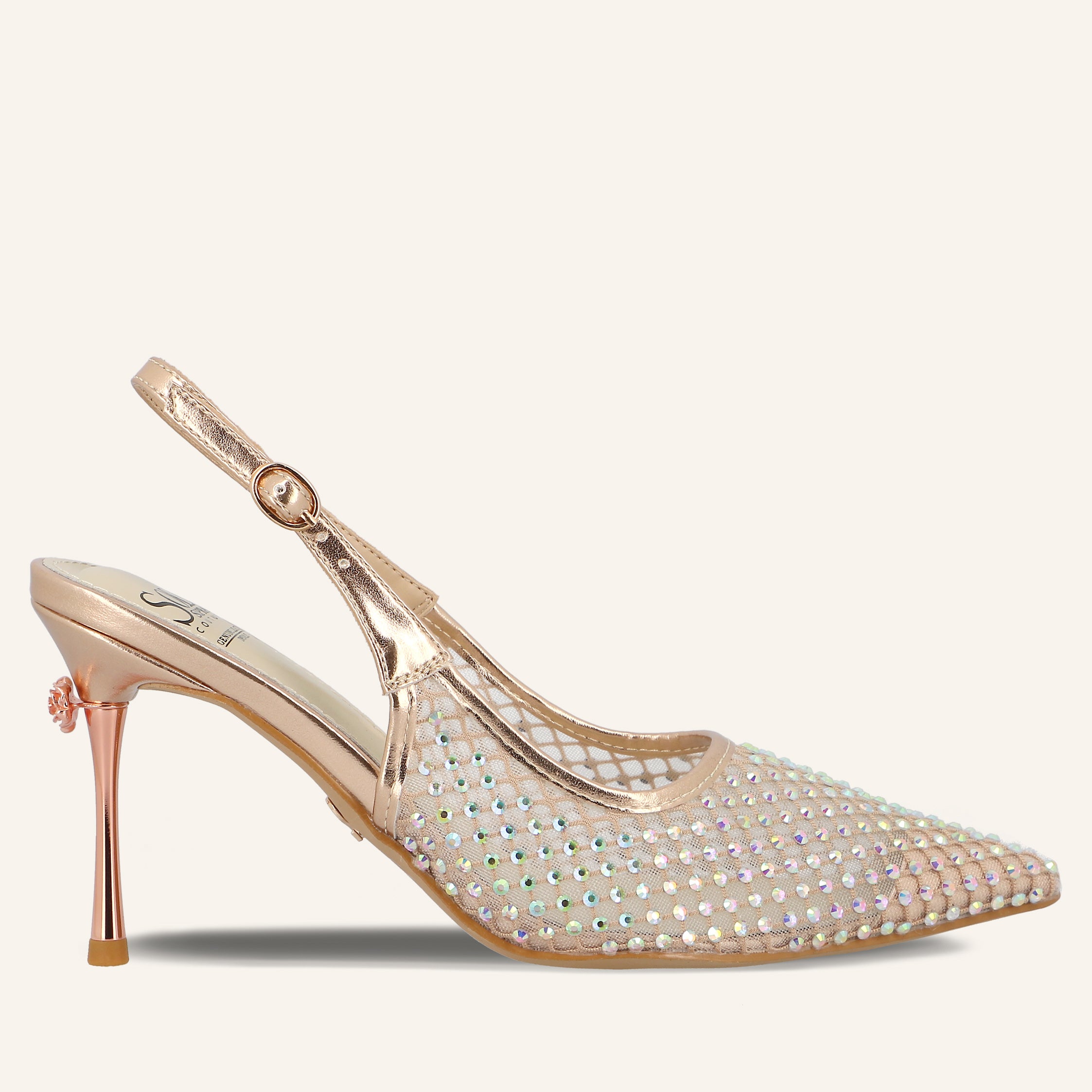 ROSE TRANSPARENT NET CRYSTALS NUDE/LT BRONZE - SANDALO DONNA