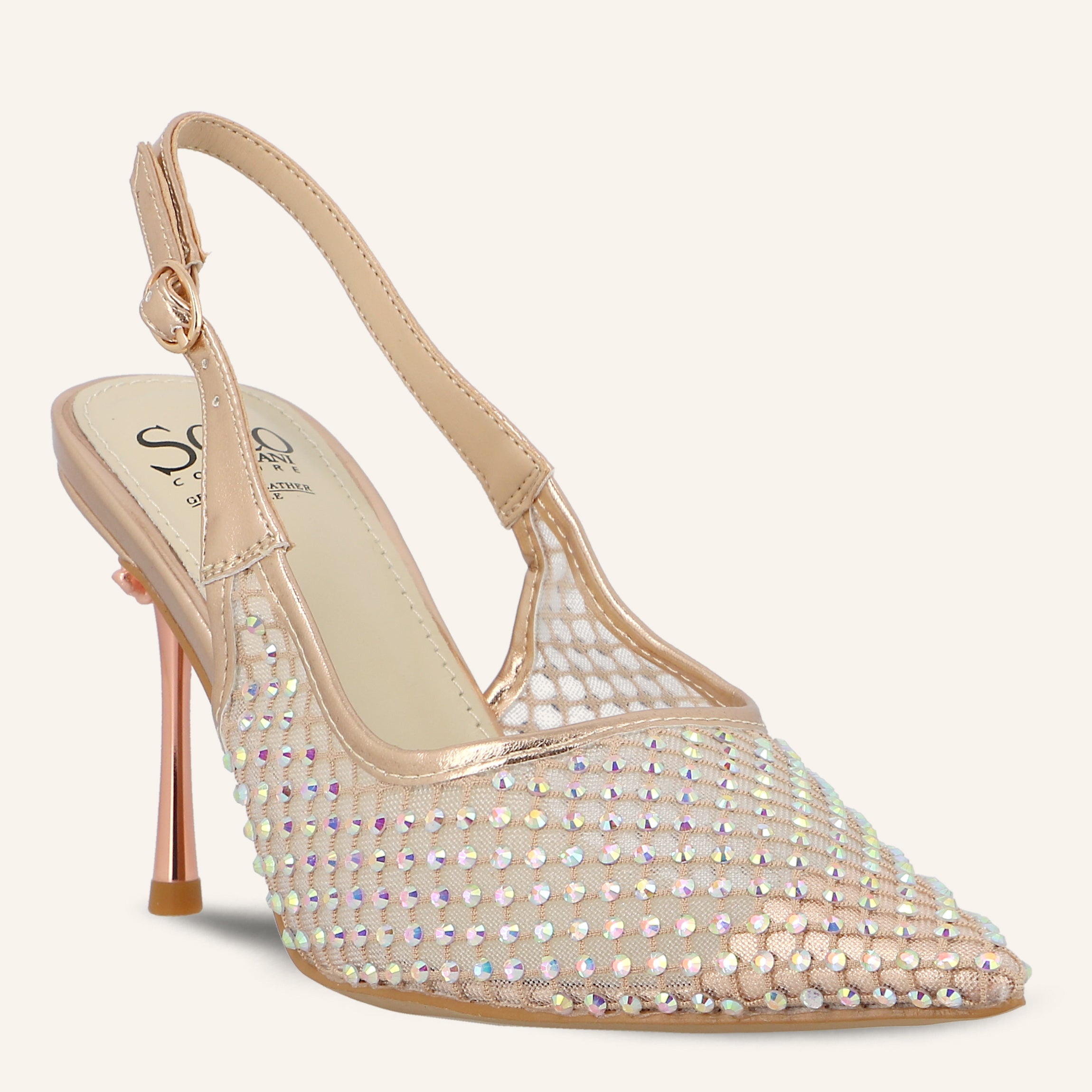 ROSE TRANSPARENT NET CRYSTALS NUDE/LT BRONZE - SANDALO DONNA