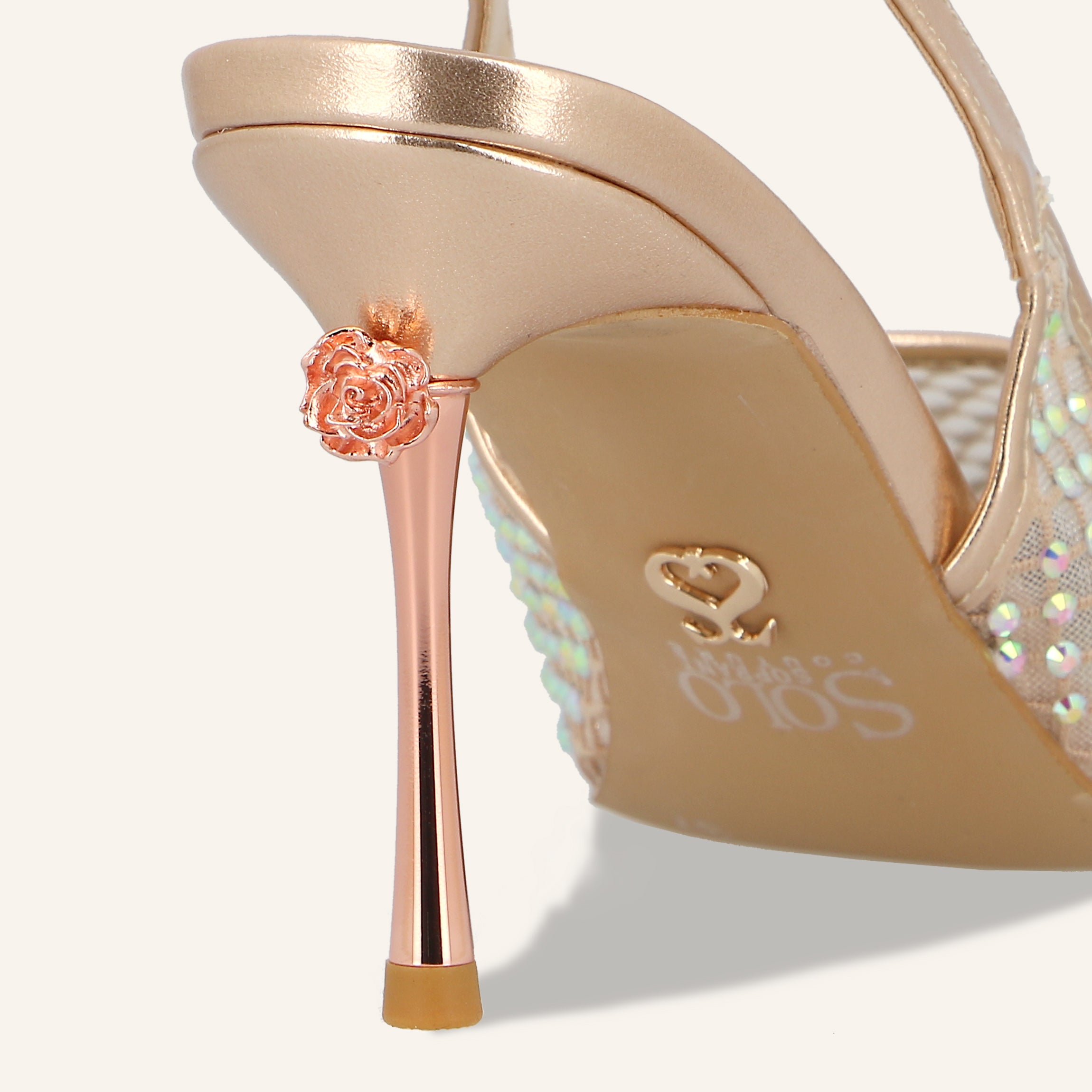 ROSE TRANSPARENT NET CRYSTALS NUDE/LT BRONZE - SANDALO DONNA