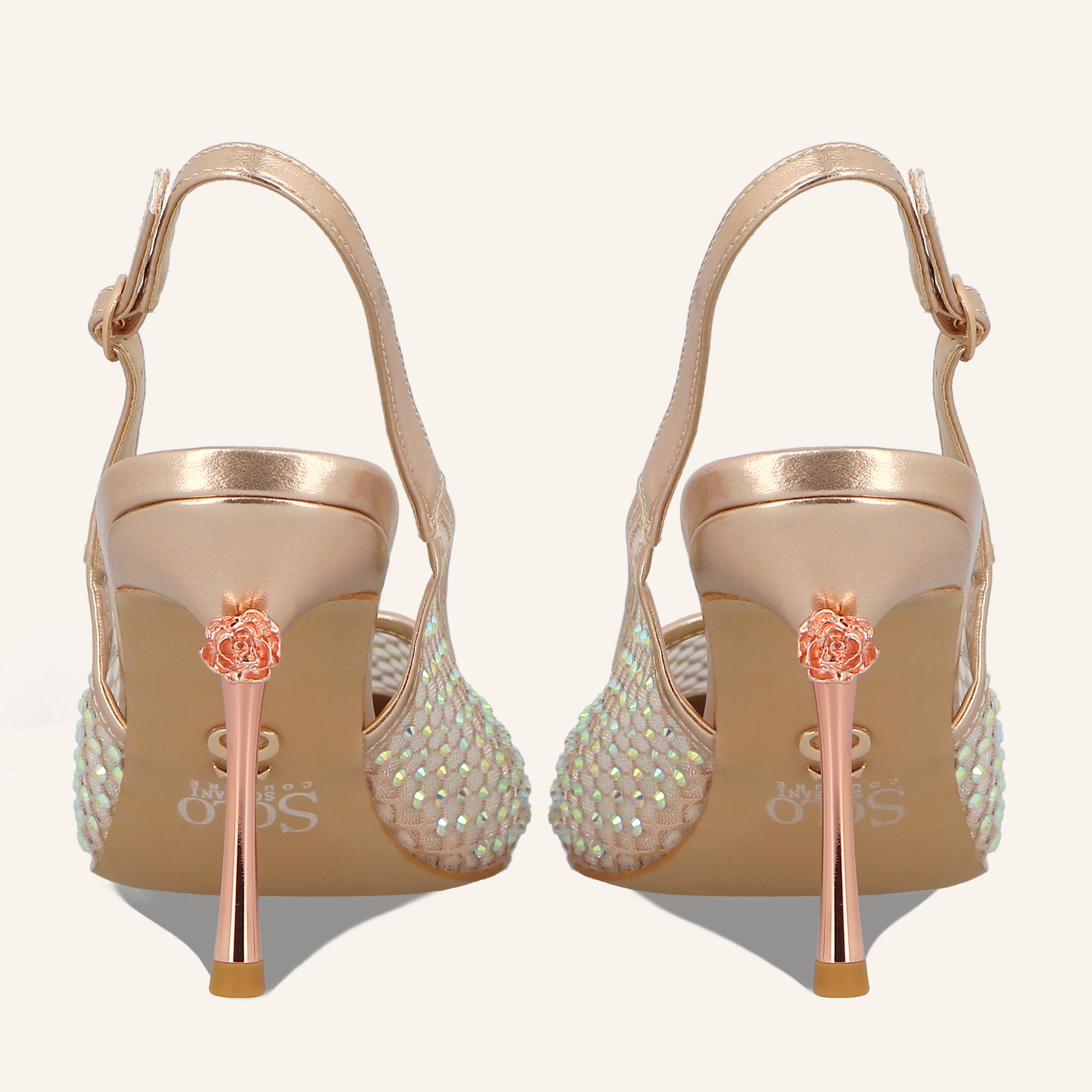 ROSE TRANSPARENT NET CRYSTALS NUDE/LT BRONZE - SANDALO DONNA