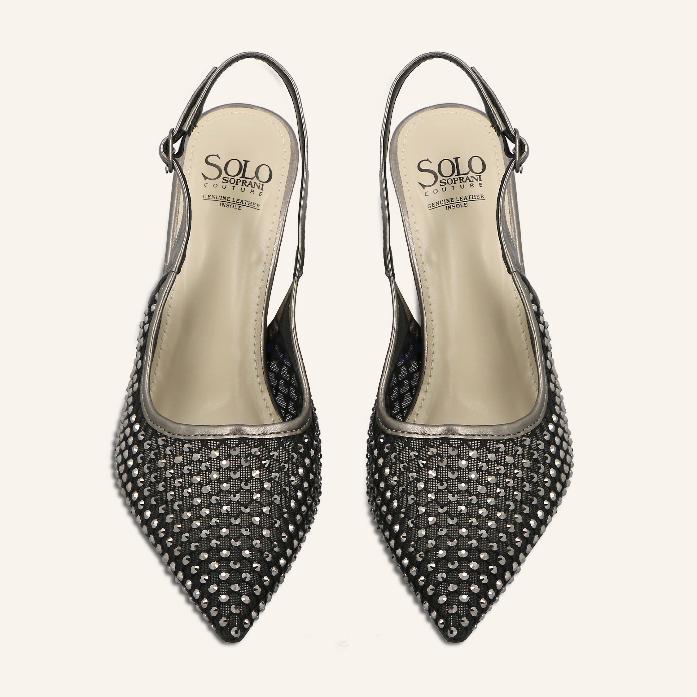 ROSE TRANSPARENT NET CRYSTALS BLACK/DK NICKEL - SANDALO DONNA