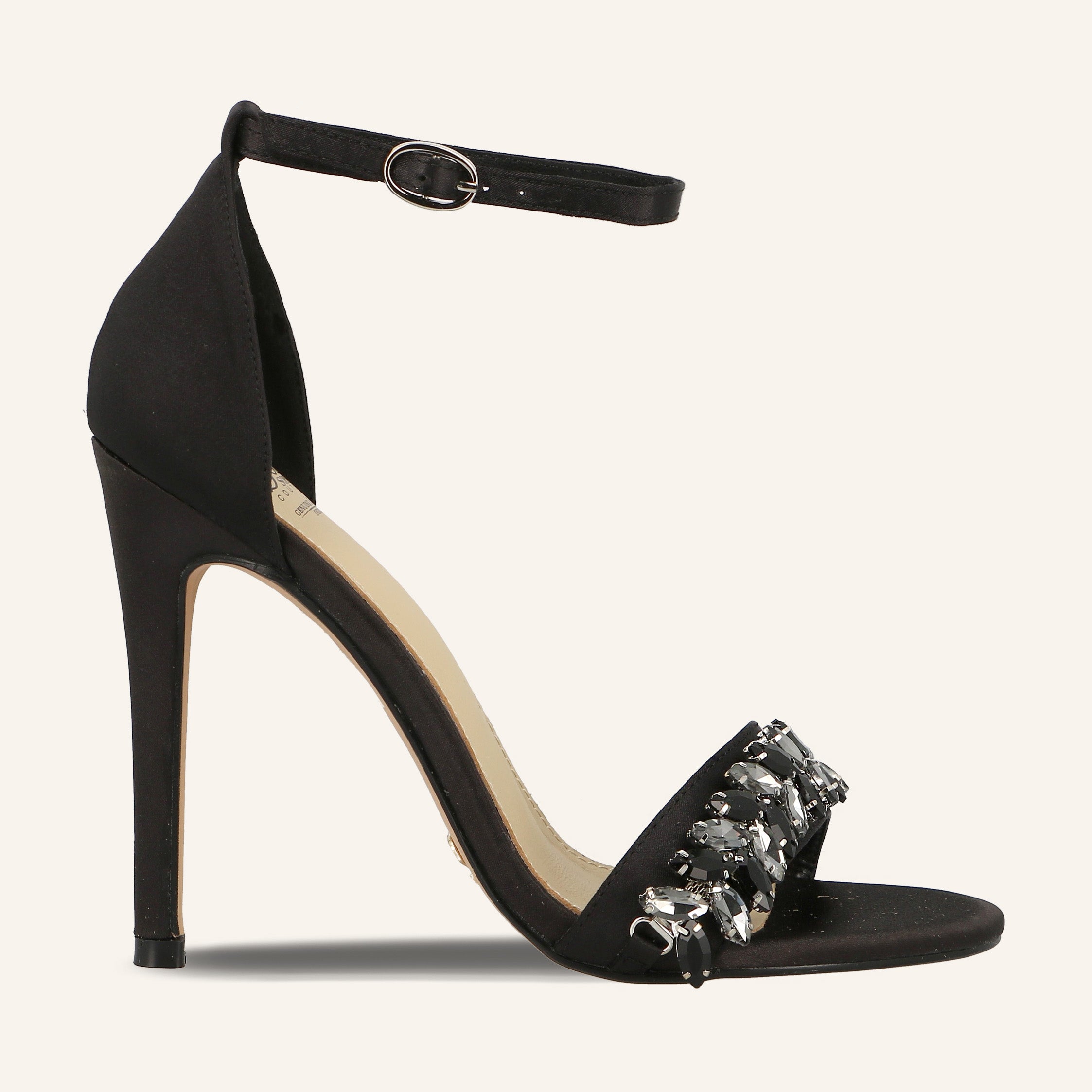 FARAH SATIN CRYSTALS BLACK - SANDALO DONNA