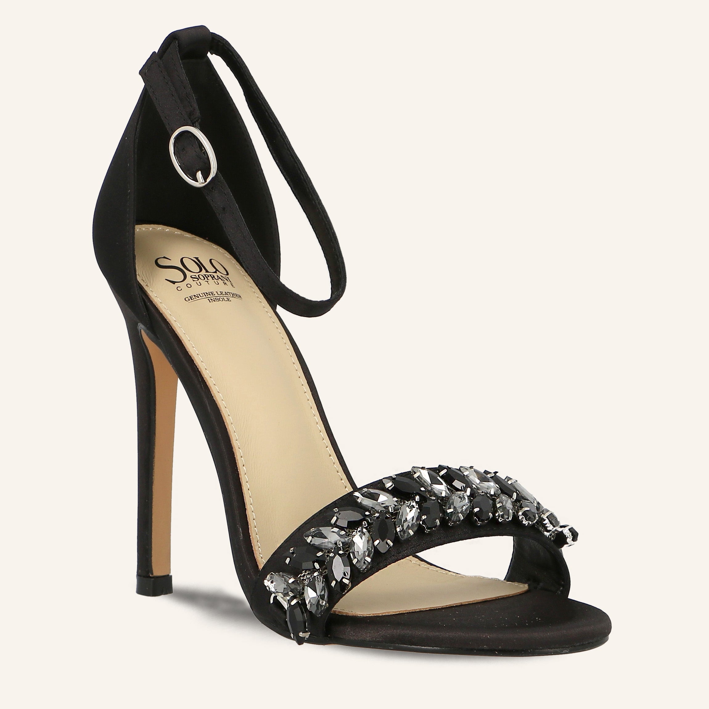 FARAH SATIN CRYSTALS BLACK - SANDALO DONNA