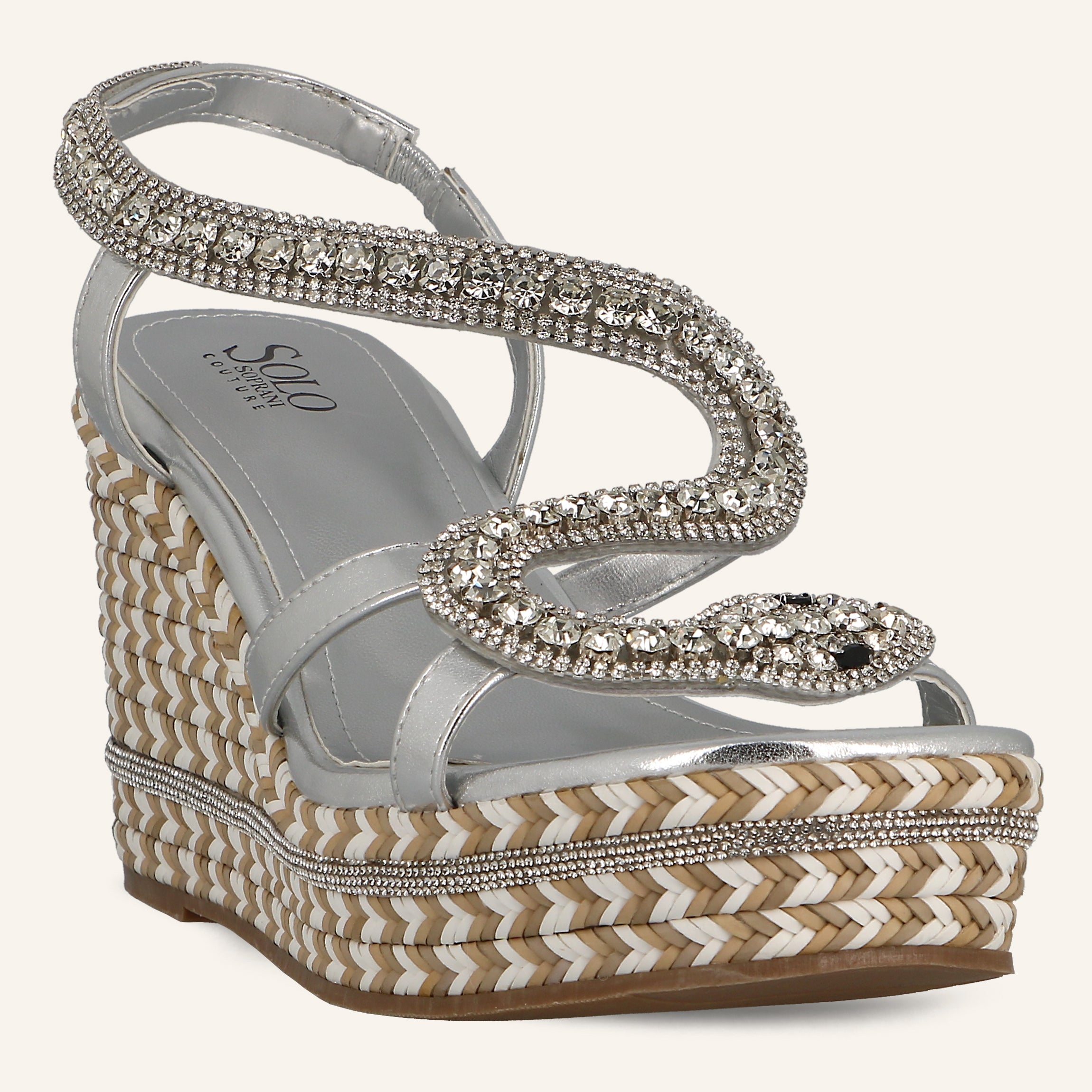 MORELIA PU METAL PATCH SNAKE SILVER - SANDALO DONNA