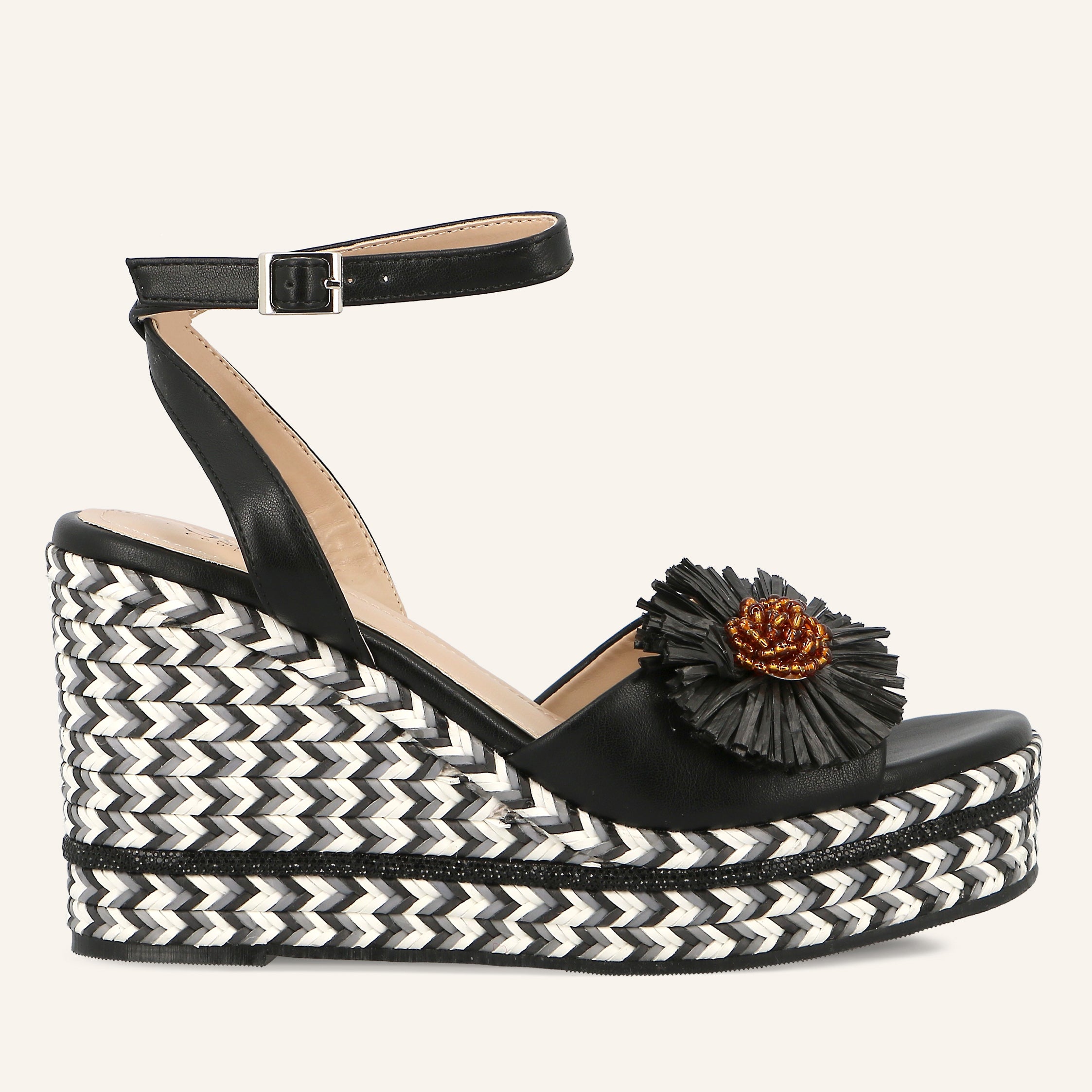 MORELIA NBK PATCH FLOWER BLACK - SANDALO DONNA