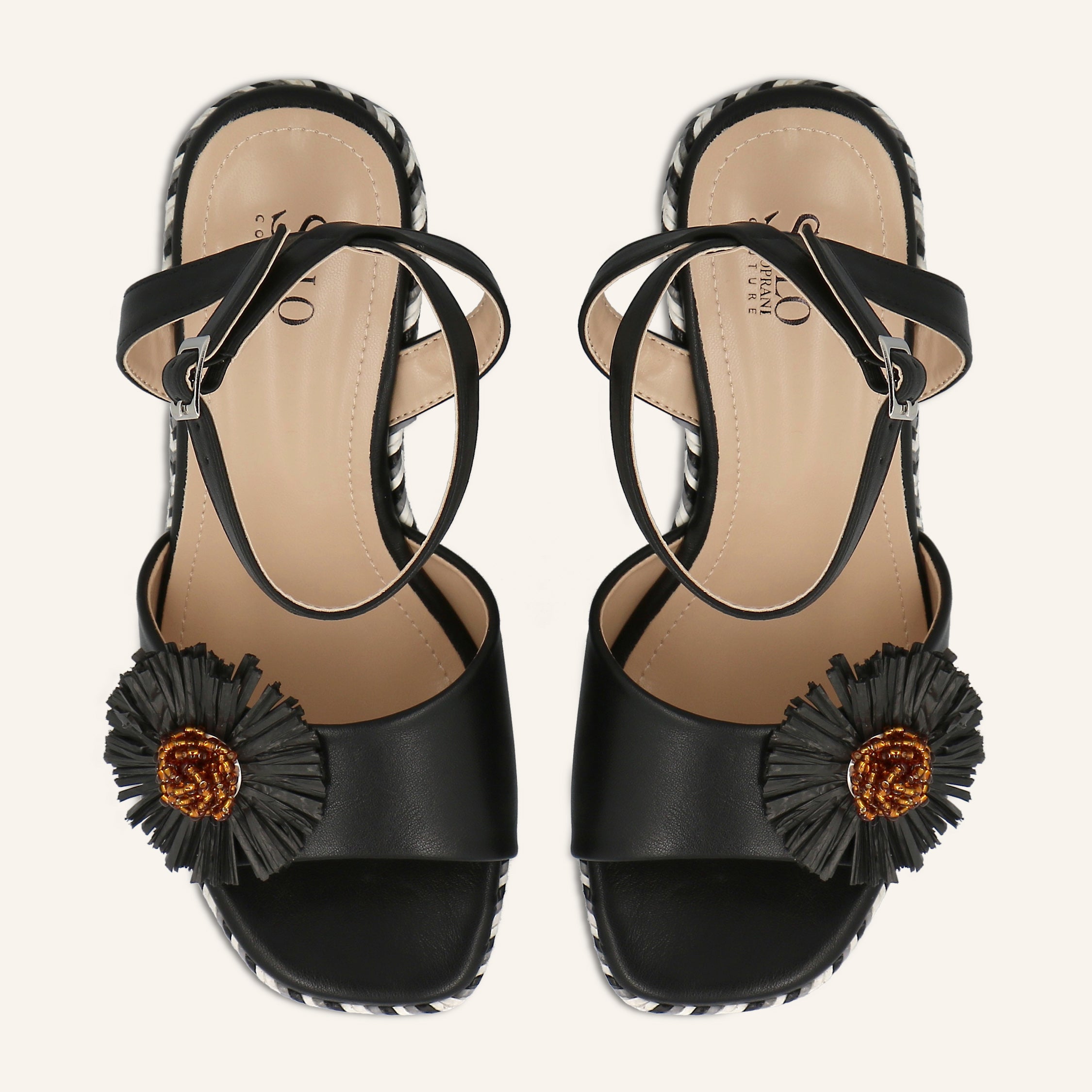 MORELIA NBK PATCH FLOWER BLACK - SANDALO DONNA