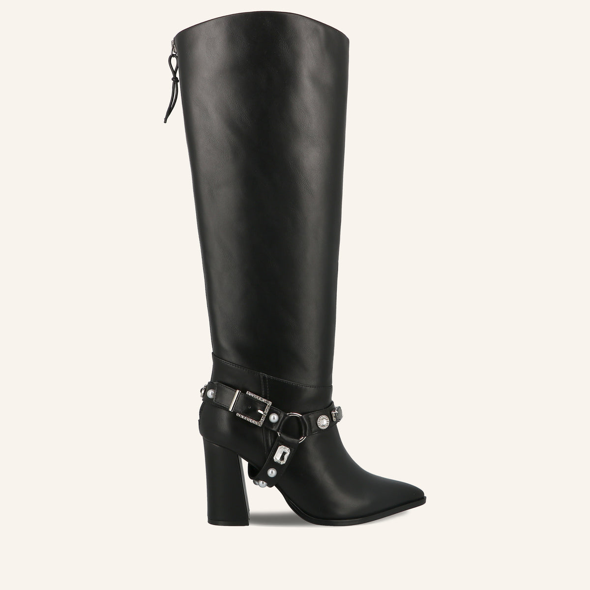 Stivale Texas Nero in Eco-Pelle con Cinturino Gioiello | Solo Soprani