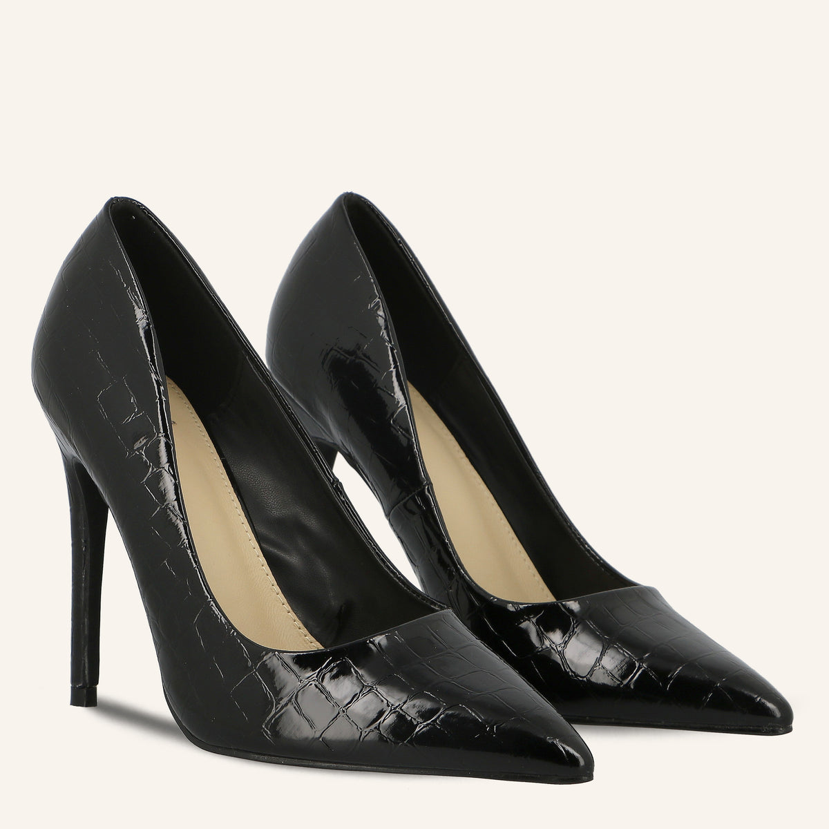 Décolleté Rock Black In Vernice Effetto Cocco | Solo Soprani