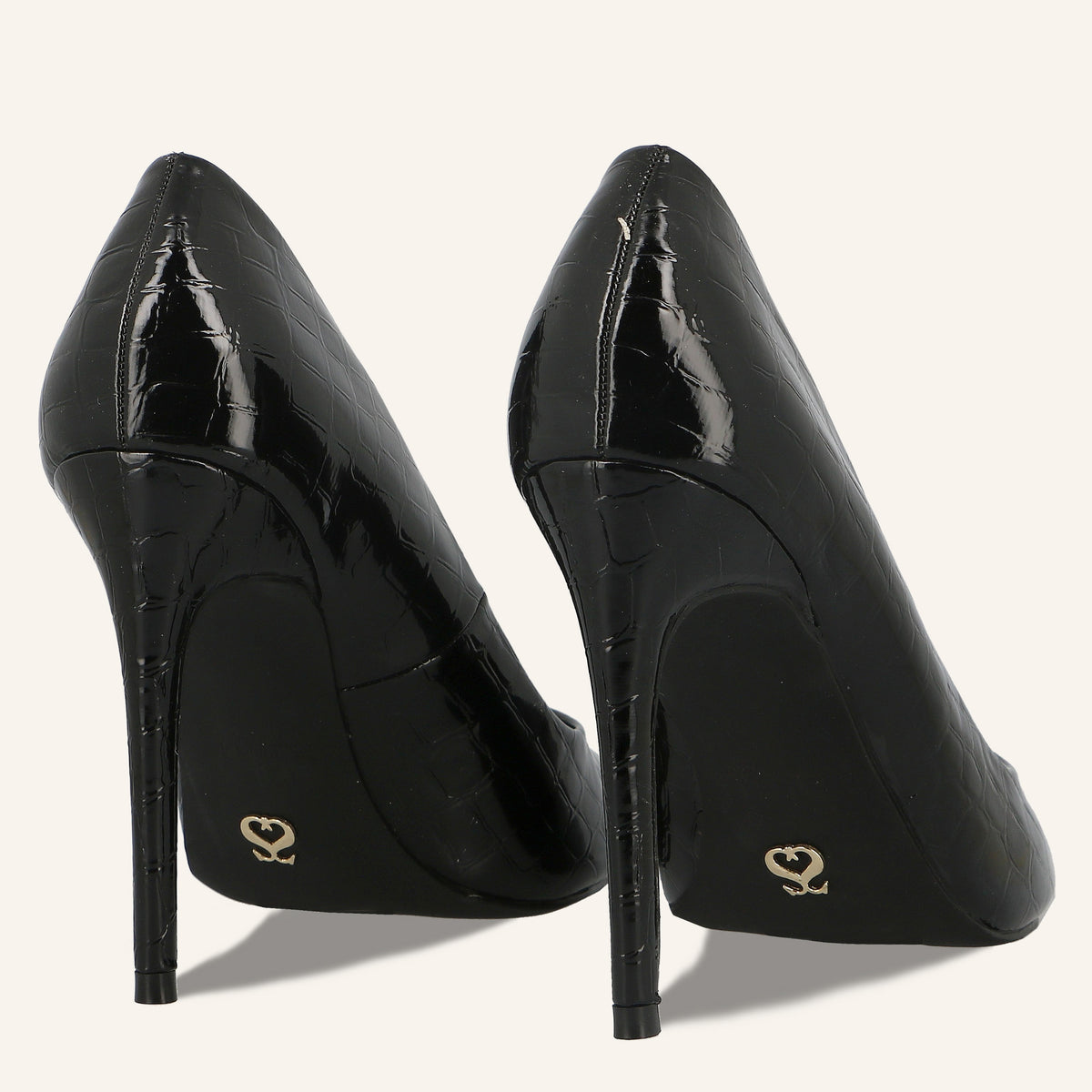 Décolleté Rock Black In Vernice Effetto Cocco | Solo Soprani