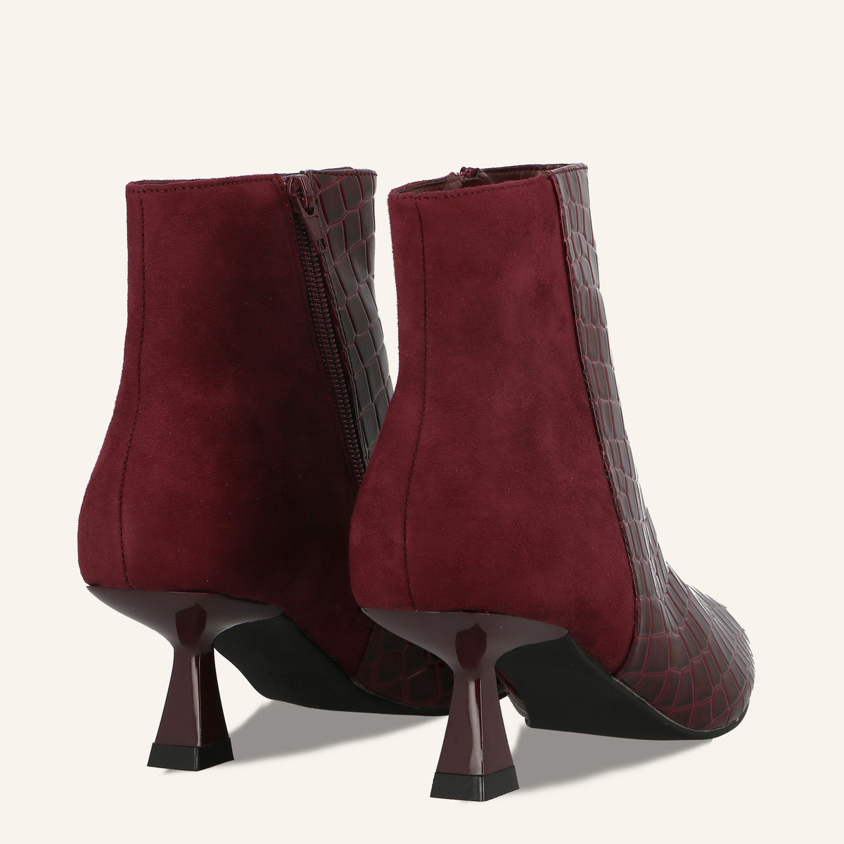 Tronchetto Helena Bordeaux Effetto Cocco con Tacco Svasato | Solo Soprani