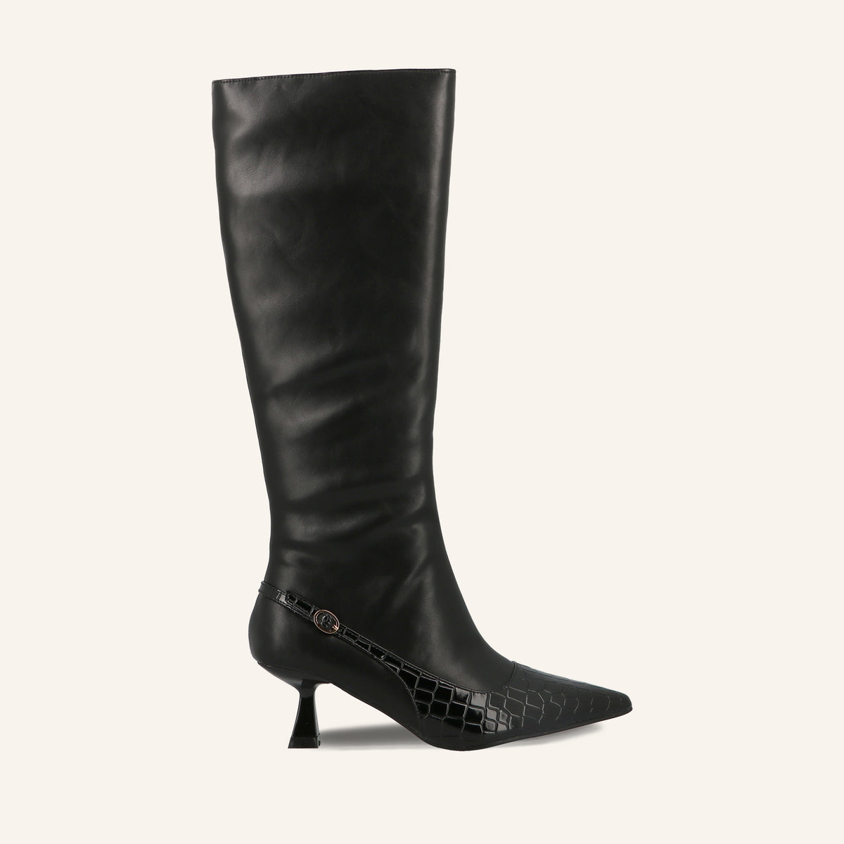 Stivale Helena Nero Effetto Sling-Back con Puntale Cocco | Solo Soprani