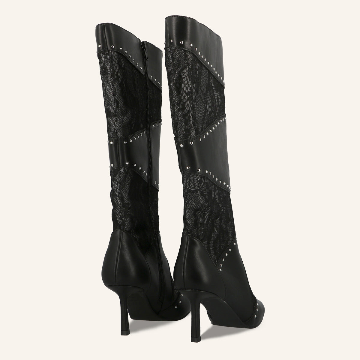 Stivale Lisette Black Patchwork con Inserti in Pizzo | Solo Soprani