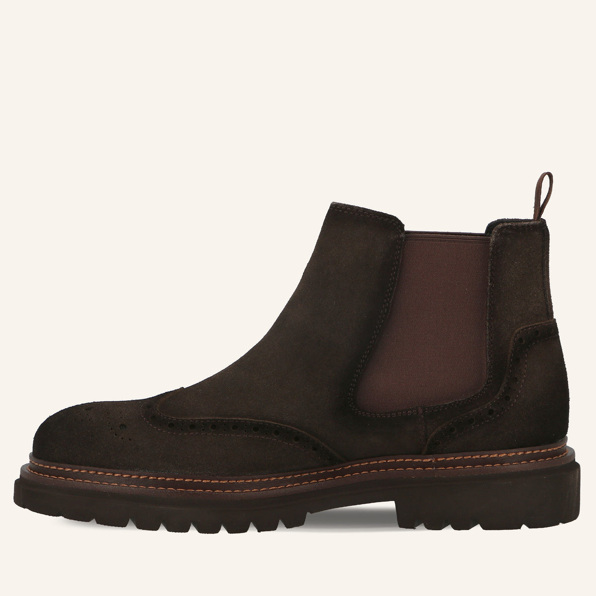 Stivaletto Chelsea Brogue Zigor in Suede Coffee | Solo Soprani