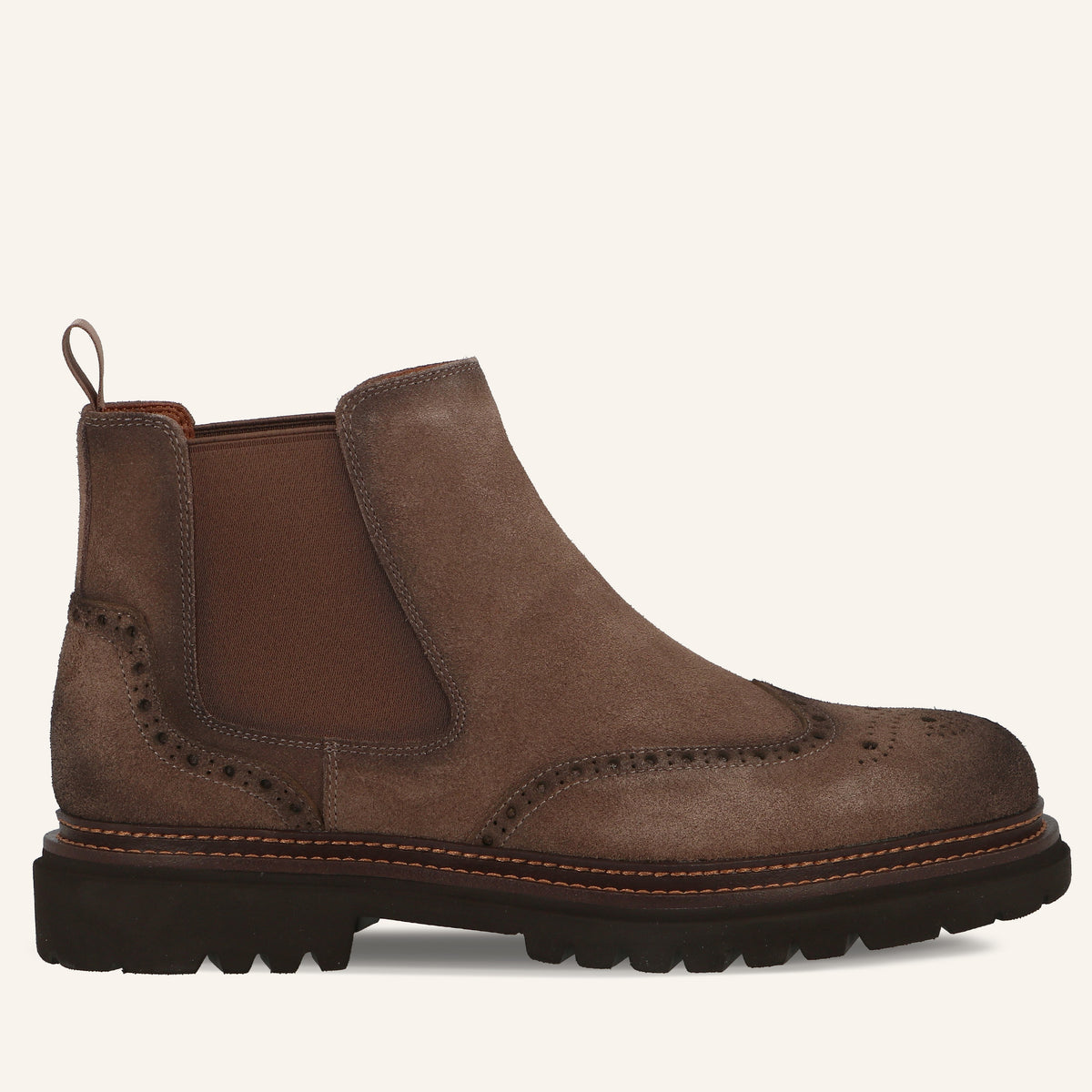 Stivaletto Chelsea Brogue Zigor in Suede Marrone Chiaro | Solo Soprani