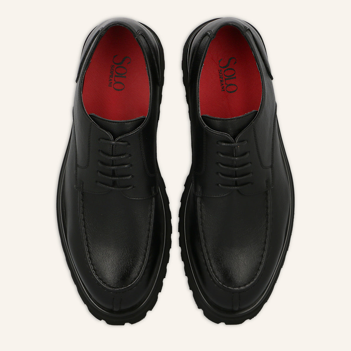 Derby con Cucitura a Vaschetta Berny in Pelle Black | Solo Soprani