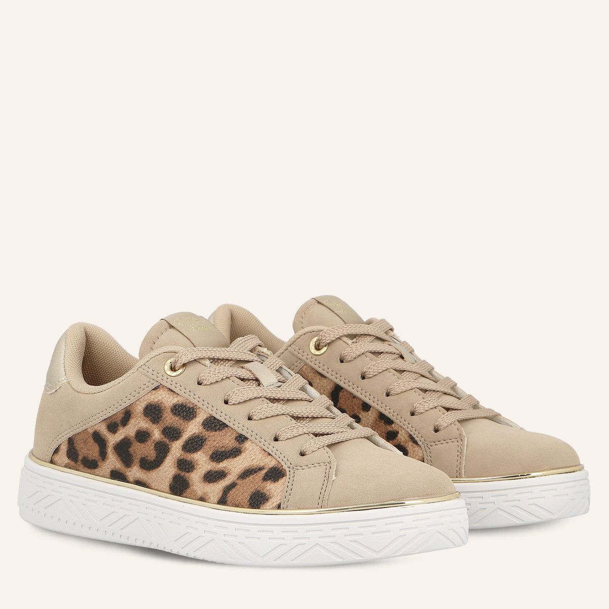 Sneakers Brigitte Cappuccino con Inserto Animalier | Solo Soprani