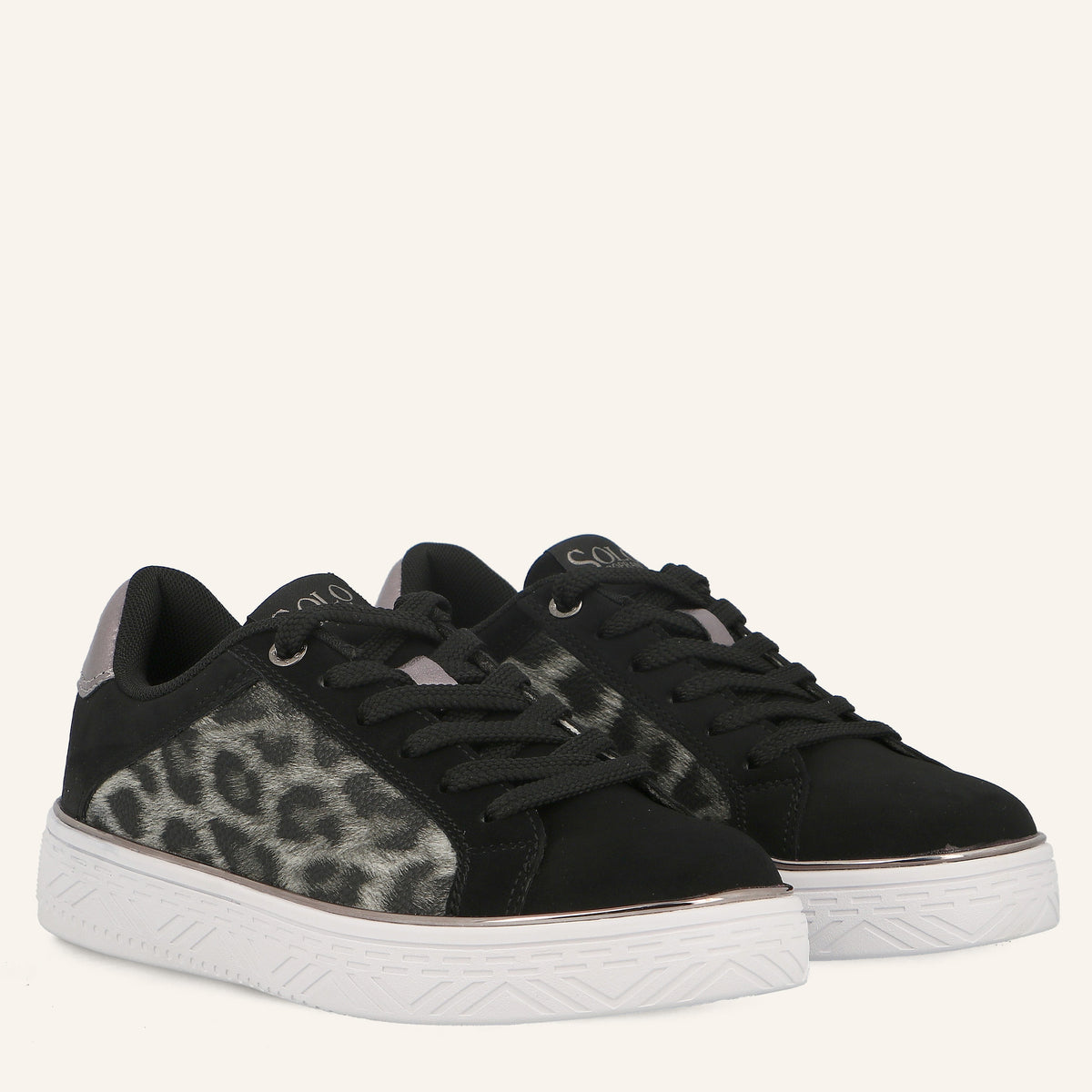 Sneakers Brigitte Black con Inserto Animalier | Solo Soprani